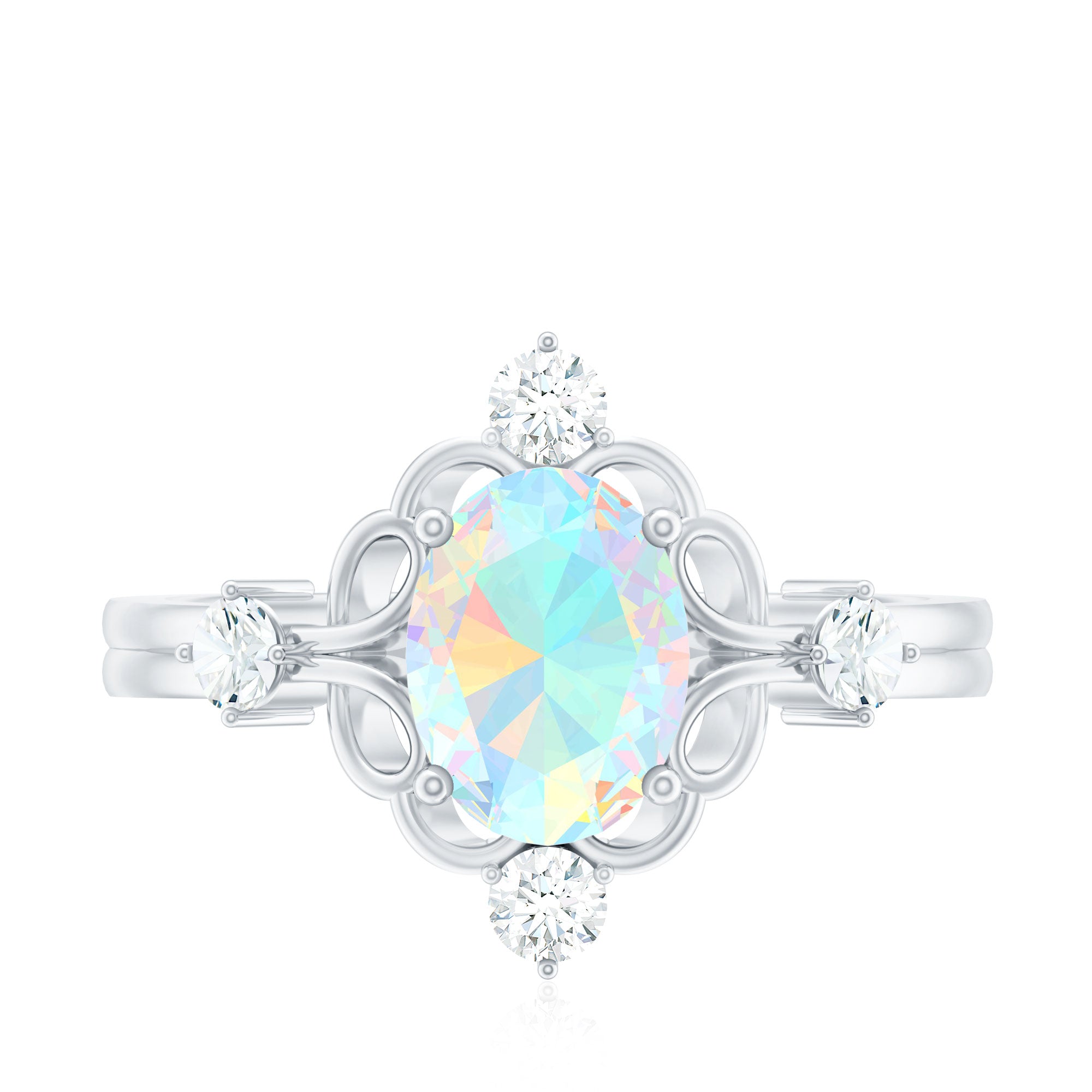 Designer Ethiopian Opal and Diamond Engagement Ring AAA - Rosec Jewels