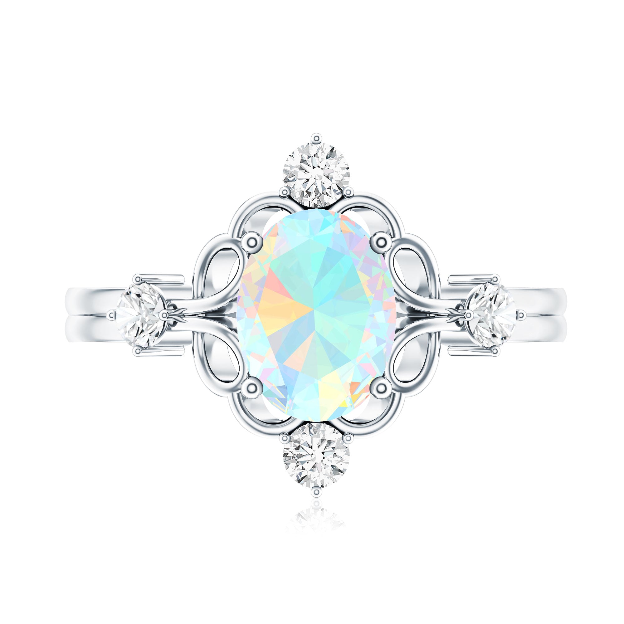 Designer Ethiopian Opal and Diamond Engagement Ring AAA - Rosec Jewels