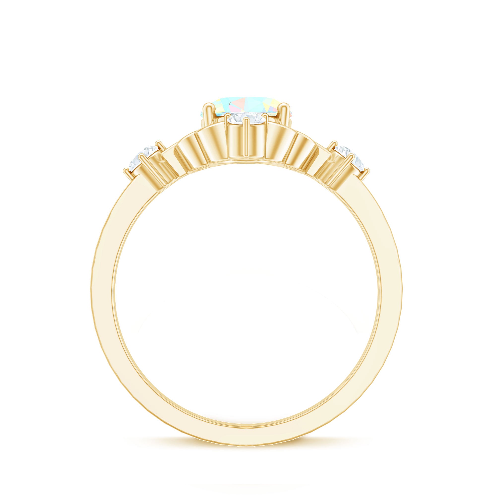 Designer Ethiopian Opal and Diamond Engagement Ring AAA - Rosec Jewels