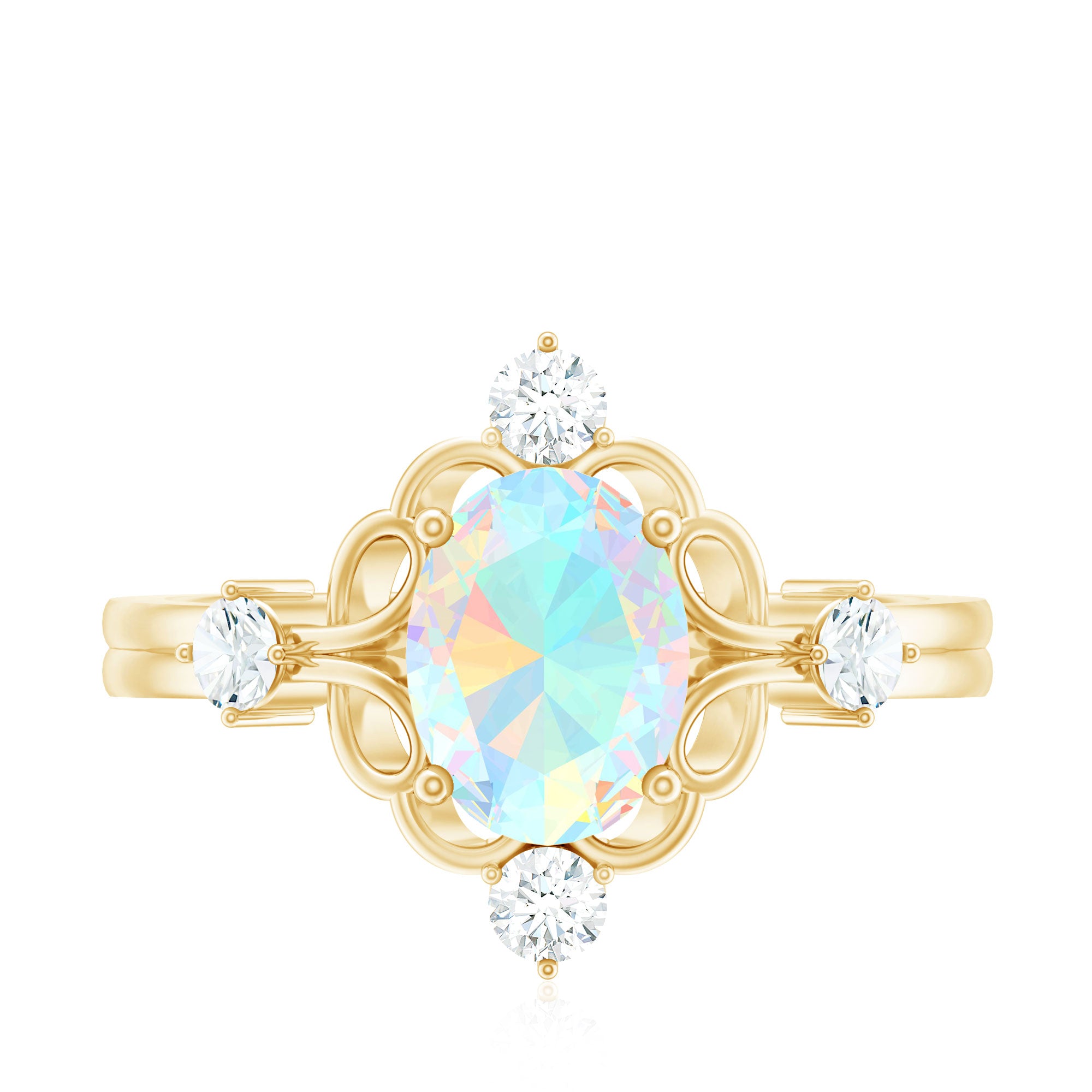 Designer Ethiopian Opal and Diamond Engagement Ring AAA - Rosec Jewels