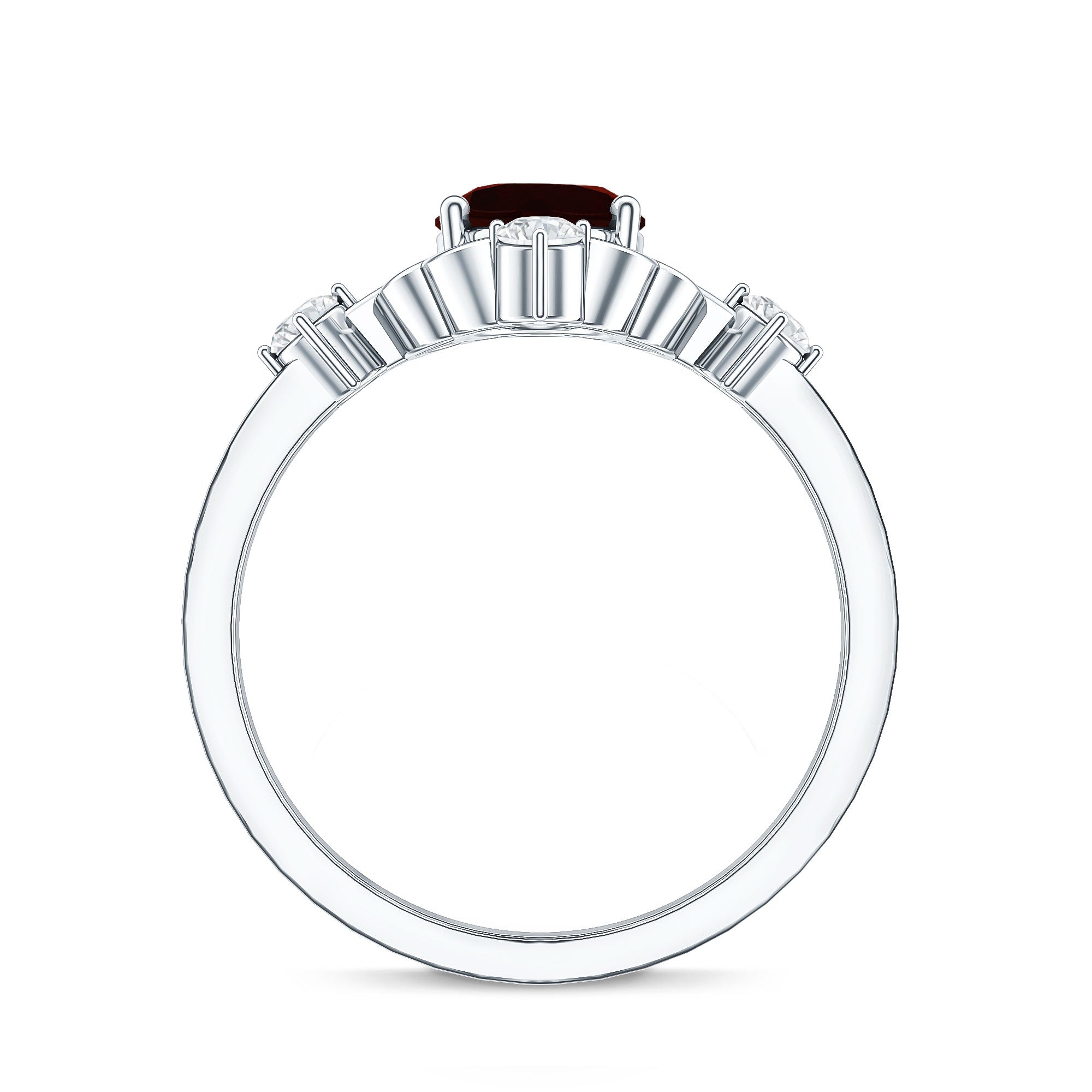 Vintage looking 1.5 Carat Oval Garnet Engagement Ring with Diamond AAA - Rosec Jewels