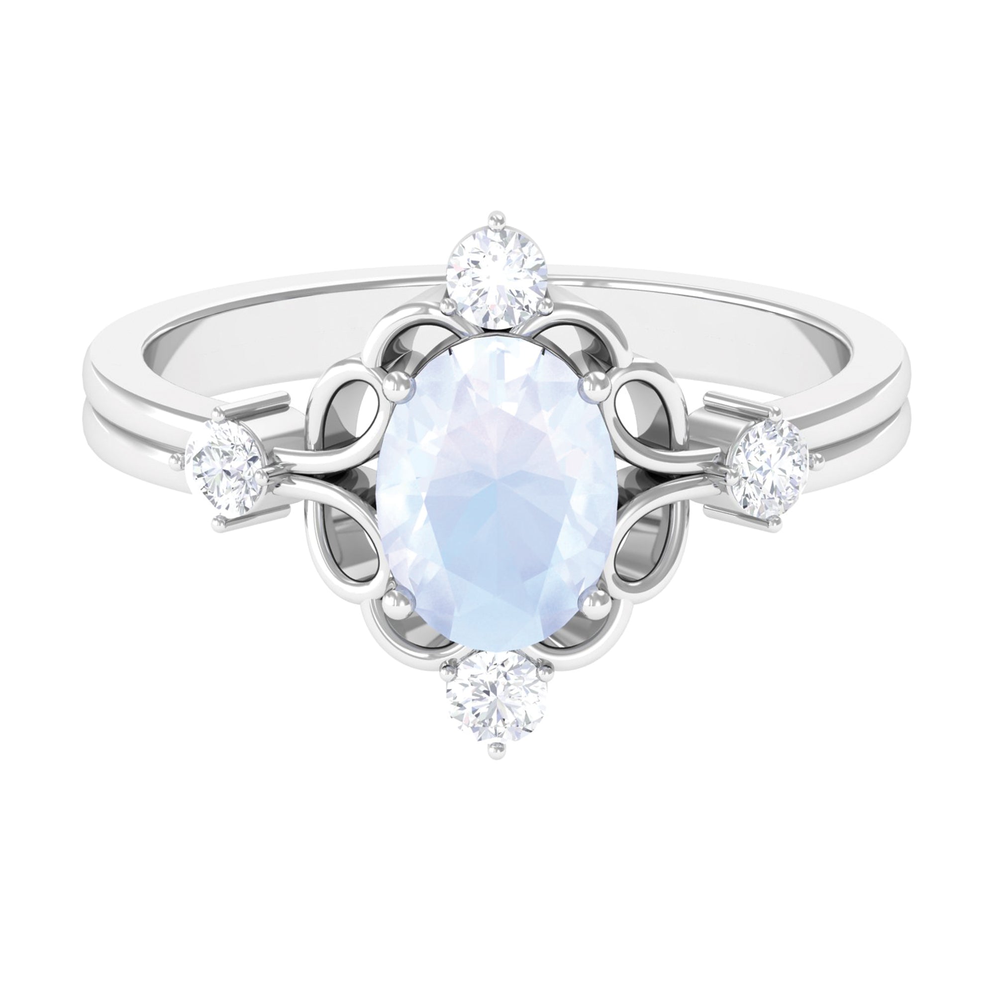 Oval Moonstone Cocktail Ring with Diamond