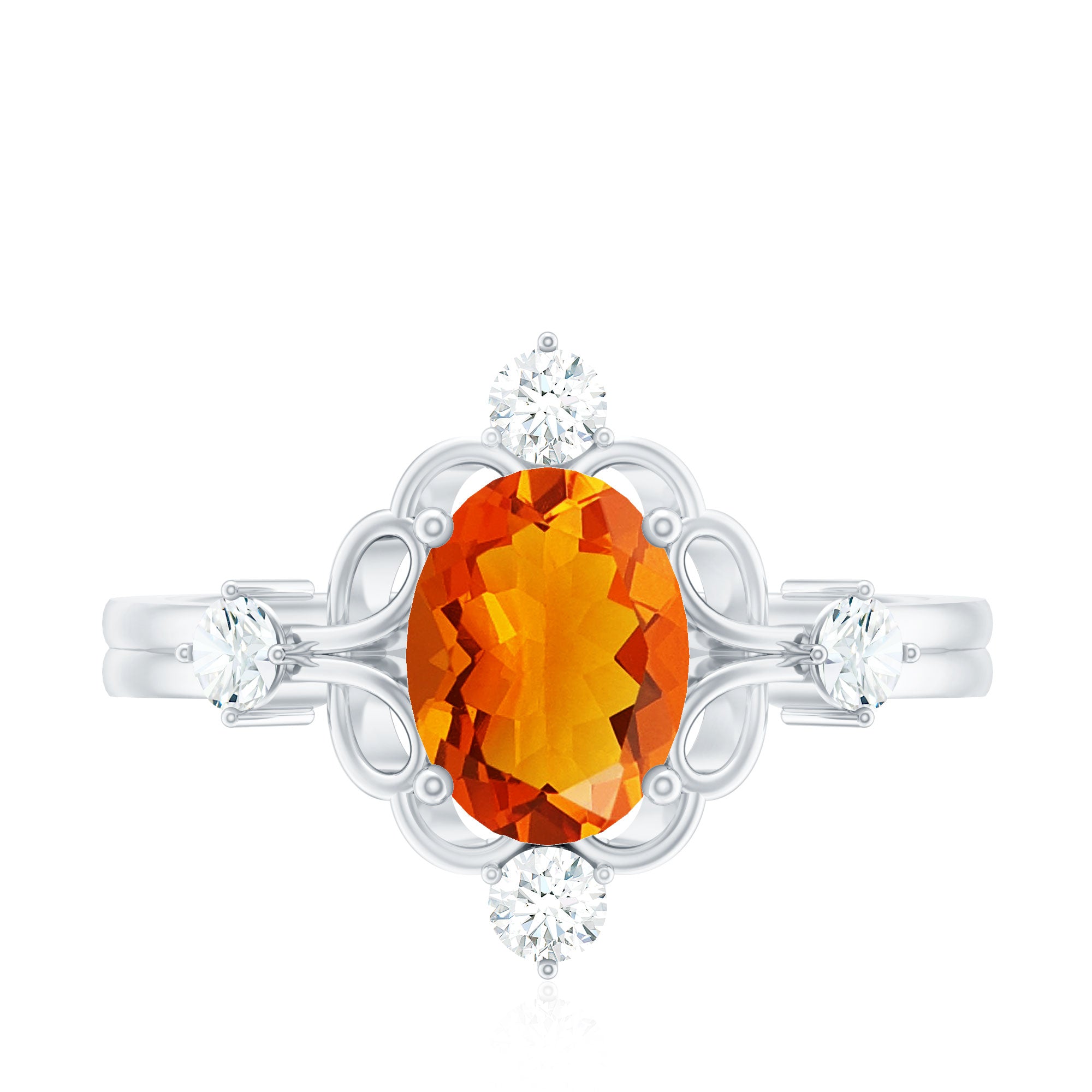 Oval Fire Opal Cocktail Ring with Diamond AAA - Rosec Jewels