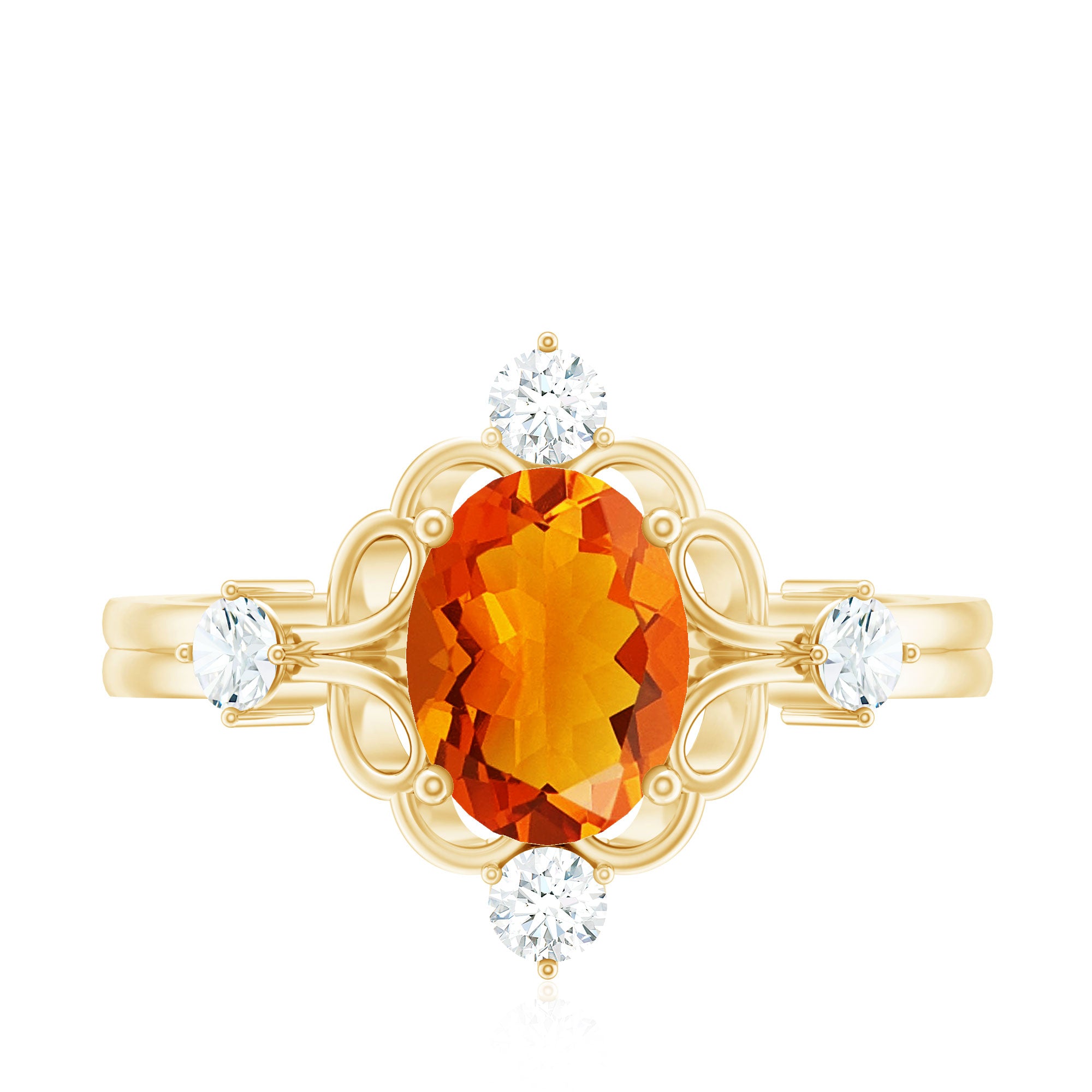 Oval Fire Opal Cocktail Ring with Diamond AAA - Rosec Jewels