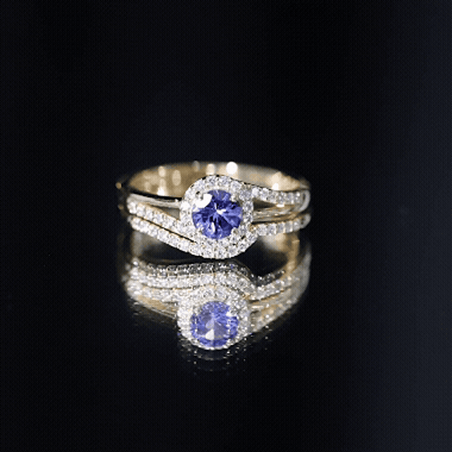 Rosec Jewels-Genuine Tanzanite Engagement Ring with Diamond Enhancer
