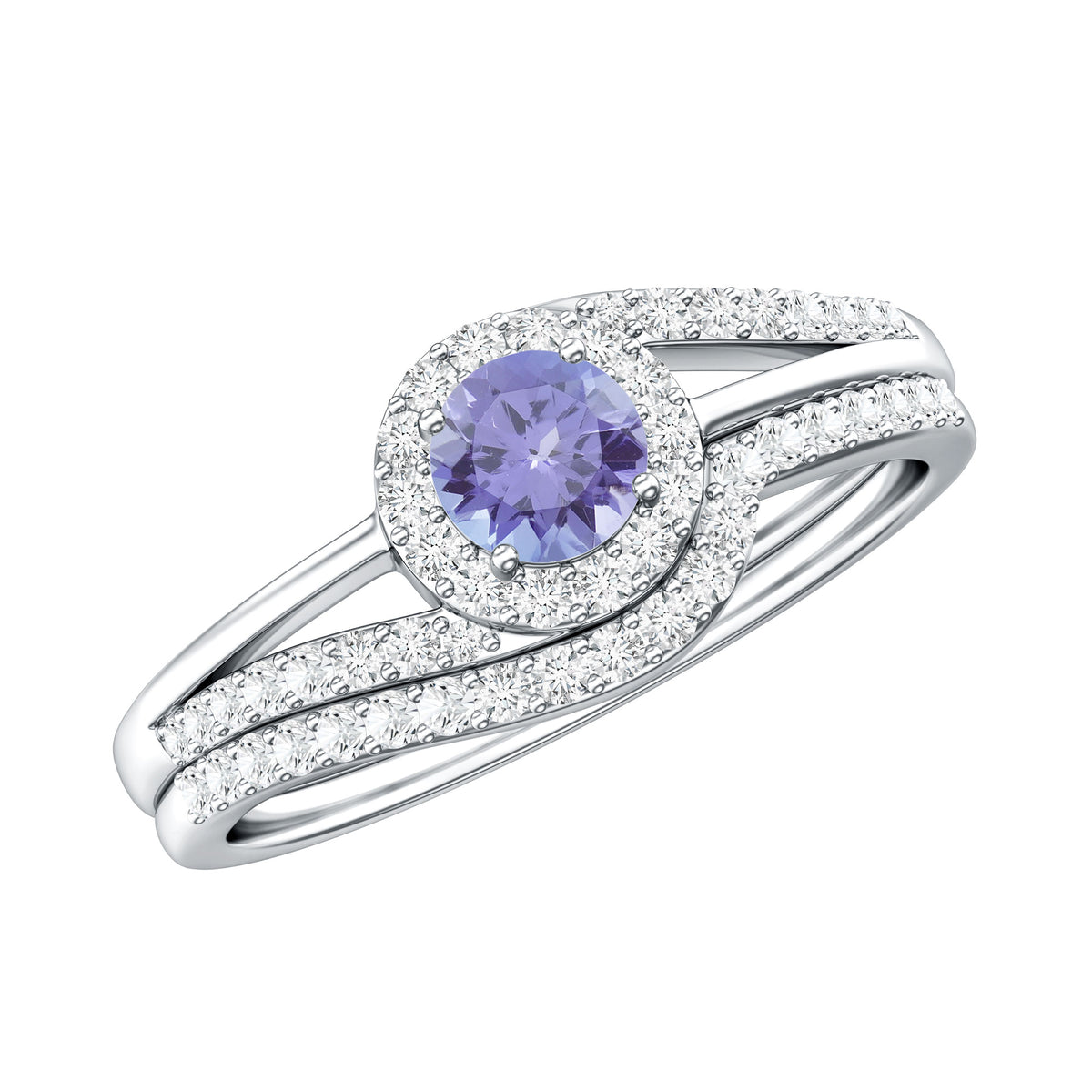 Genuine Tanzanite Engagement Ring with Diamond Enhancer AAA - Rosec Jewels