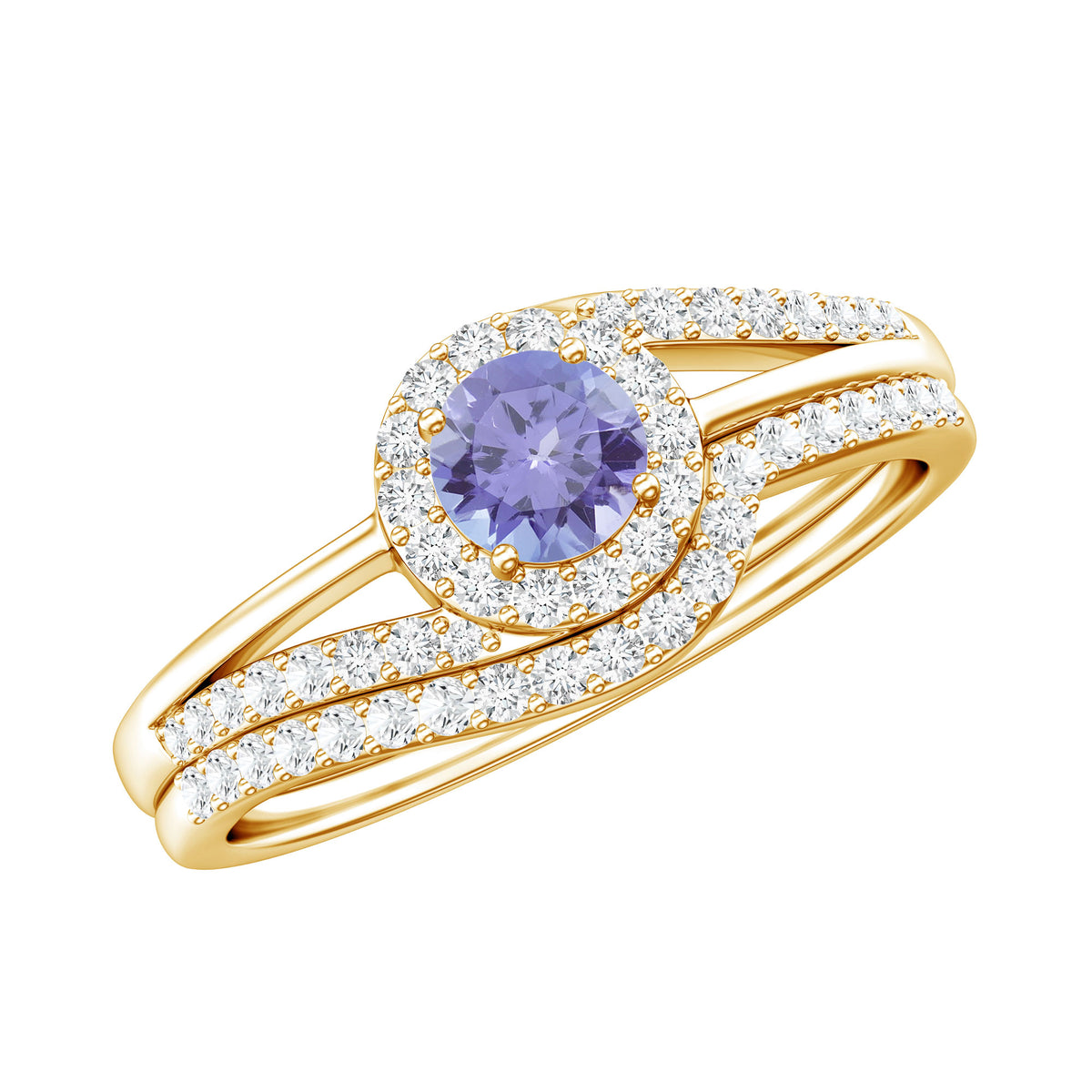 Genuine Tanzanite Engagement Ring with Diamond Enhancer AAA - Rosec Jewels