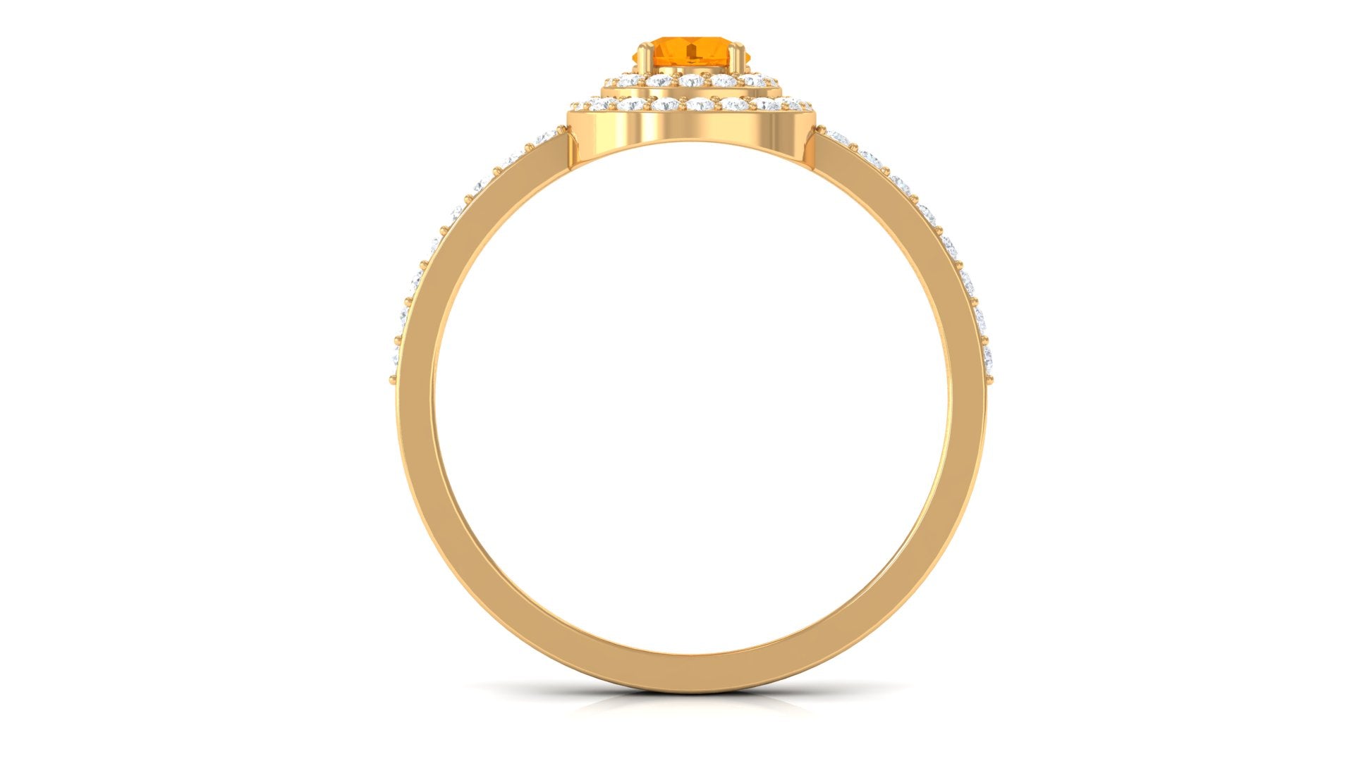 3/4 CT Classic Fire Opal Double Halo Engagement Ring with Diamond AAA - Rosec Jewels