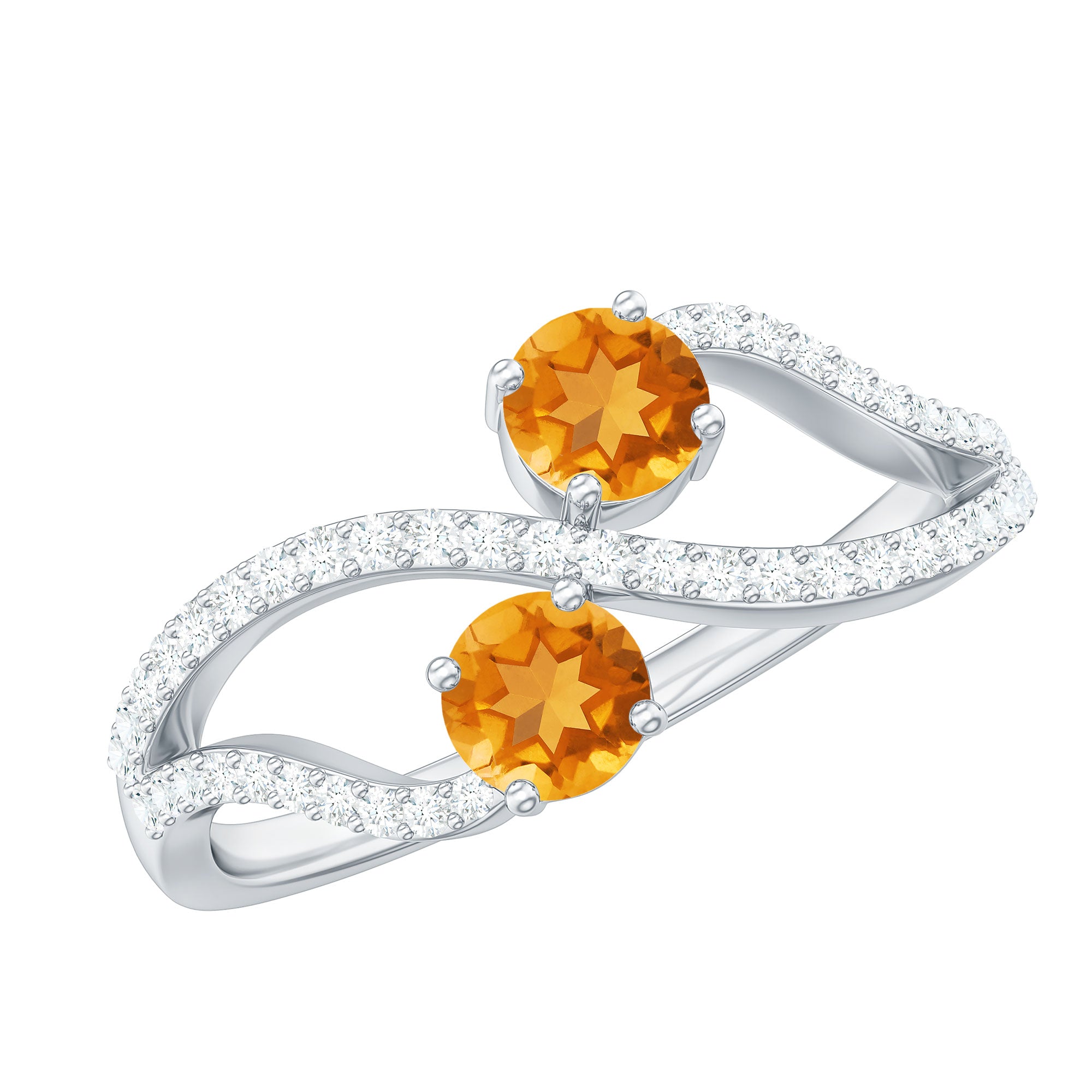 1 CT Minimal Citrine and Diamond Engagement Ring