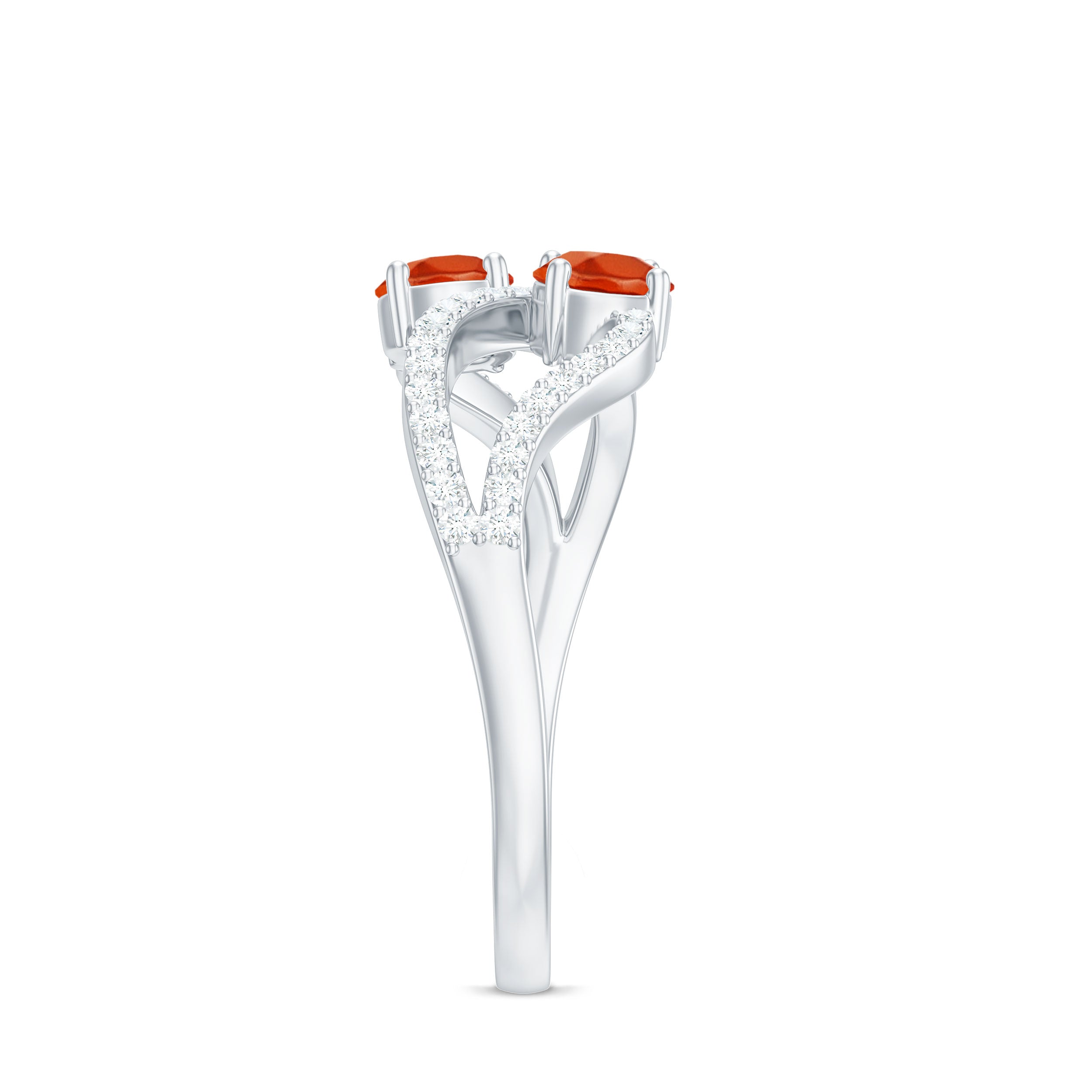 3/4 CT Minimal Fire Opal and Diamond Engagement Ring AAA - Rosec Jewels