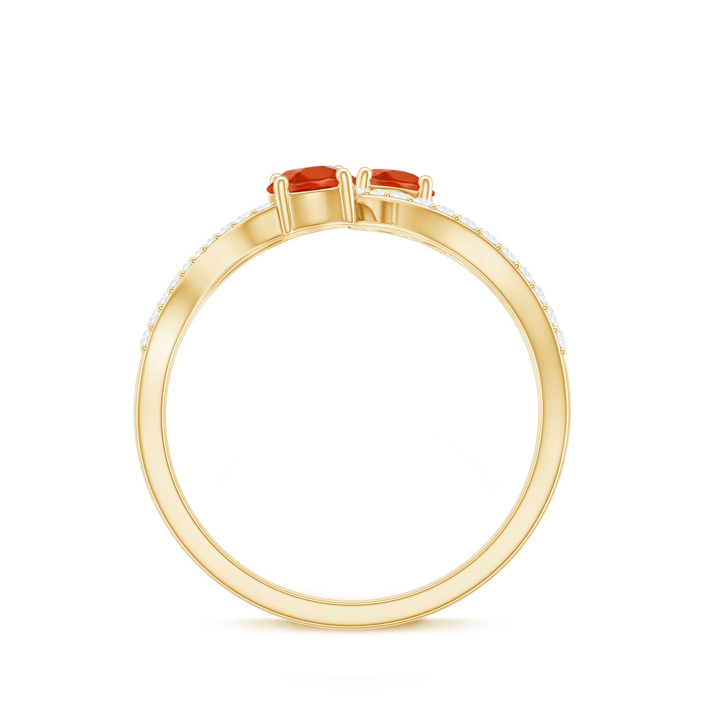 3/4 CT Minimal Fire Opal and Diamond Engagement Ring AAA - Rosec Jewels