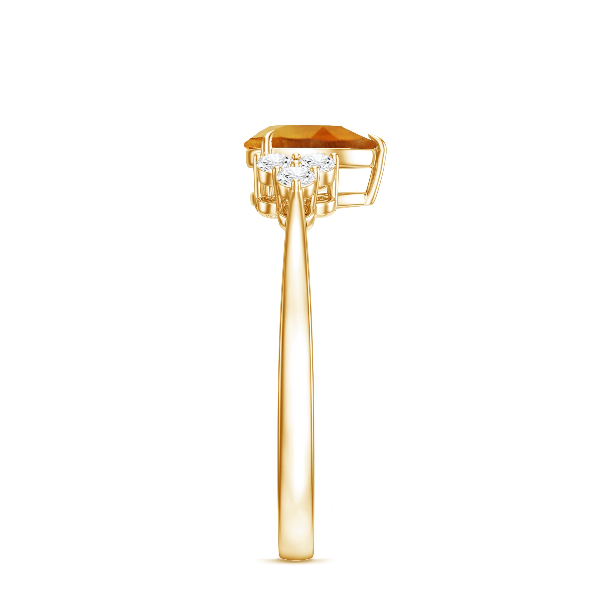 Classic Citrine Teardrop Engagement Ring with Diamond Trio AAA - Rosec Jewels