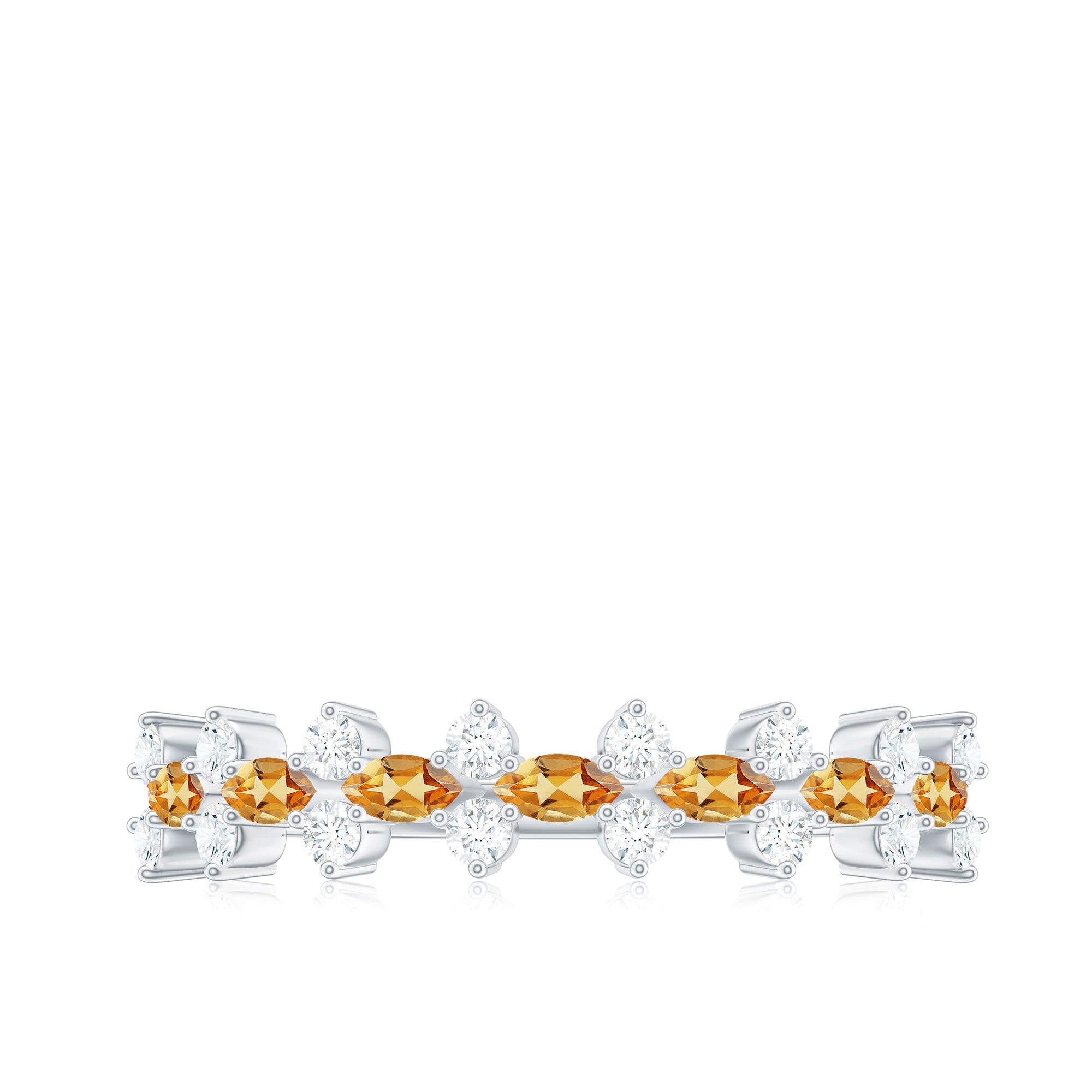 Rosec Jewels-Natural Citrine Diamond Half Eternity Ring with Certificate