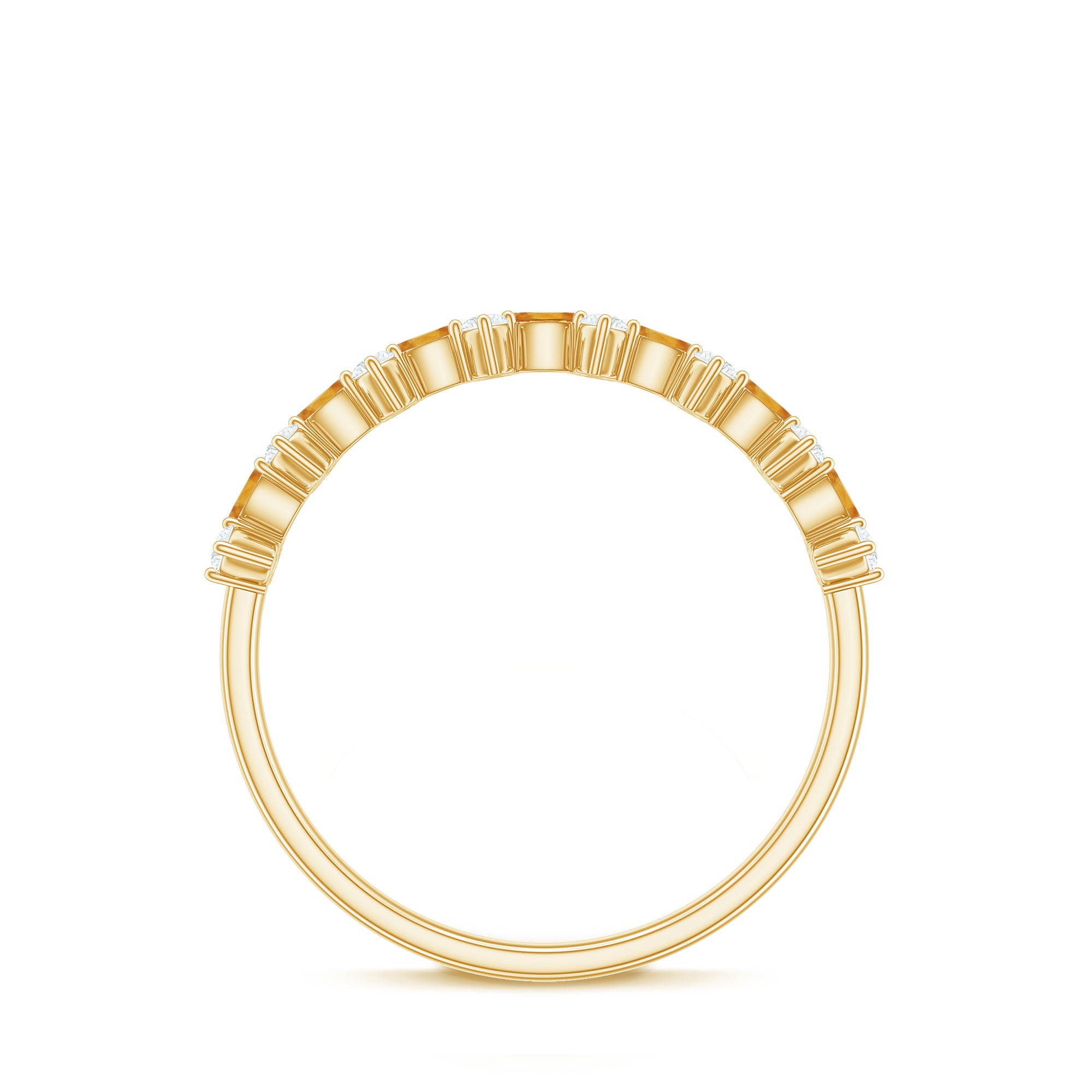 Rosec Jewels-Natural Citrine Diamond Half Eternity Ring with Certificate