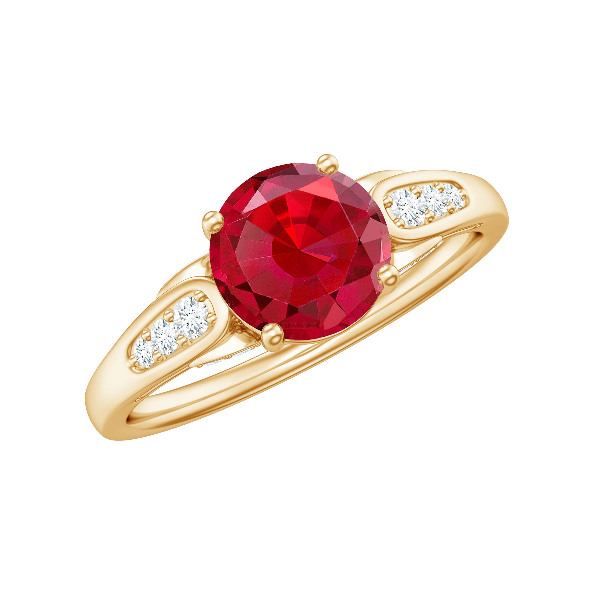 Rosec Jewels-Designer Lab Grown Ruby Solitaire Engagement Ring for Women