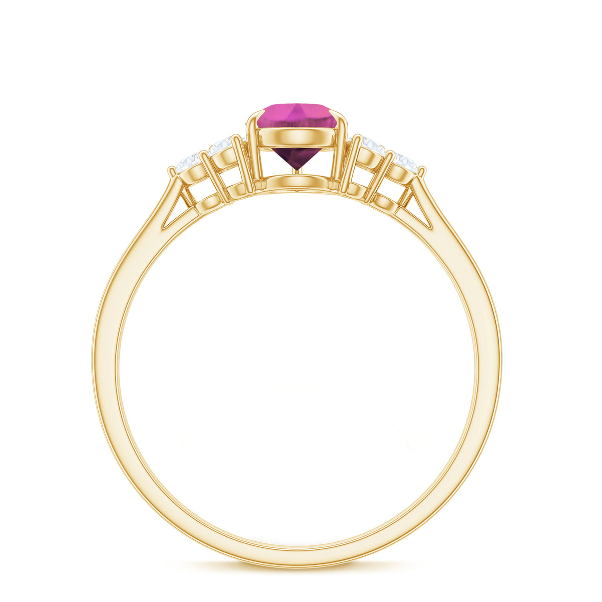 1.6 Carat Natural Pink Tourmaline Teardrop Engagement Ring with Diamond Trio AAA - Rosec Jewels