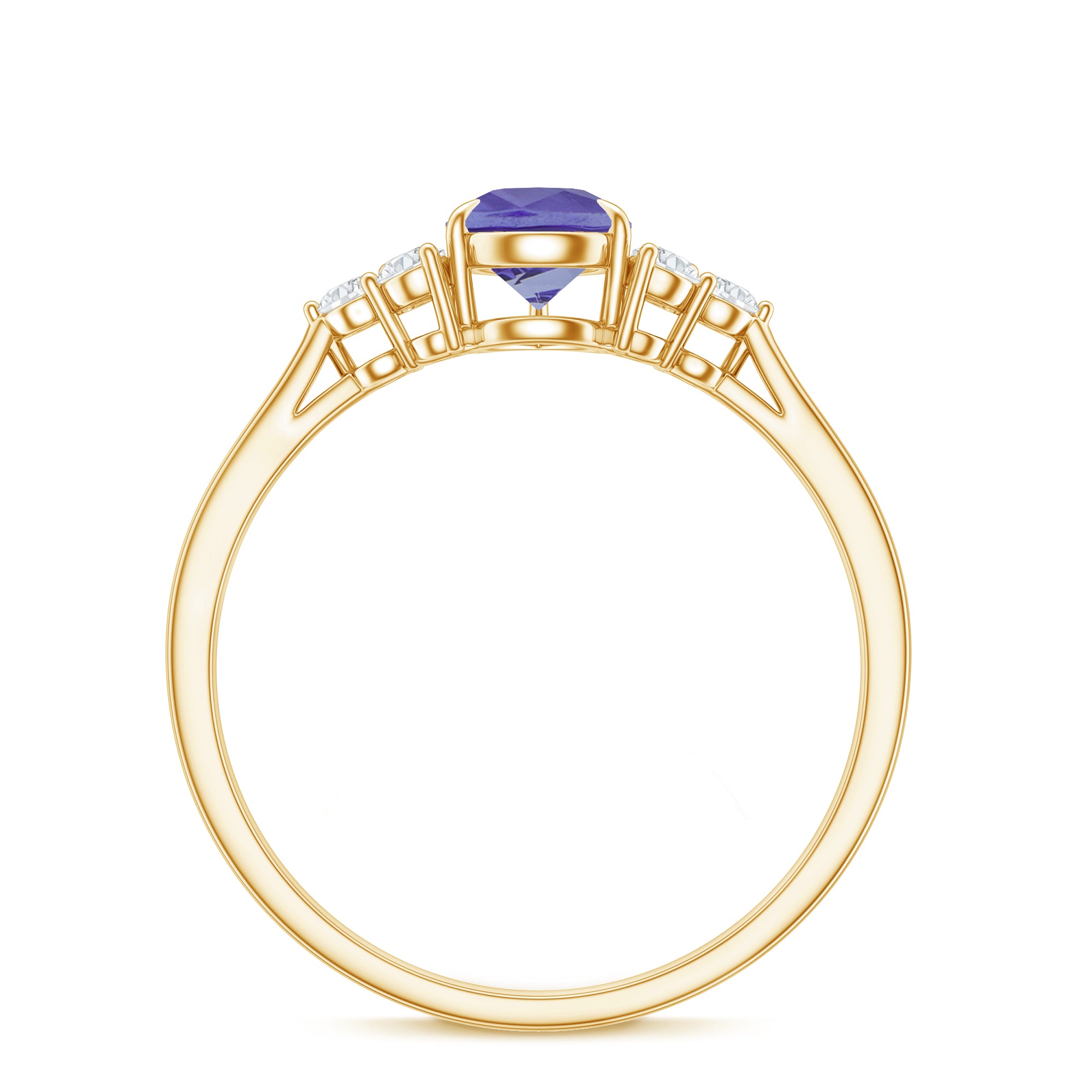 0.8 Carat Pear Shaped Tanzanite Engagement Ring with Diamond Trio AAA - Rosec Jewels