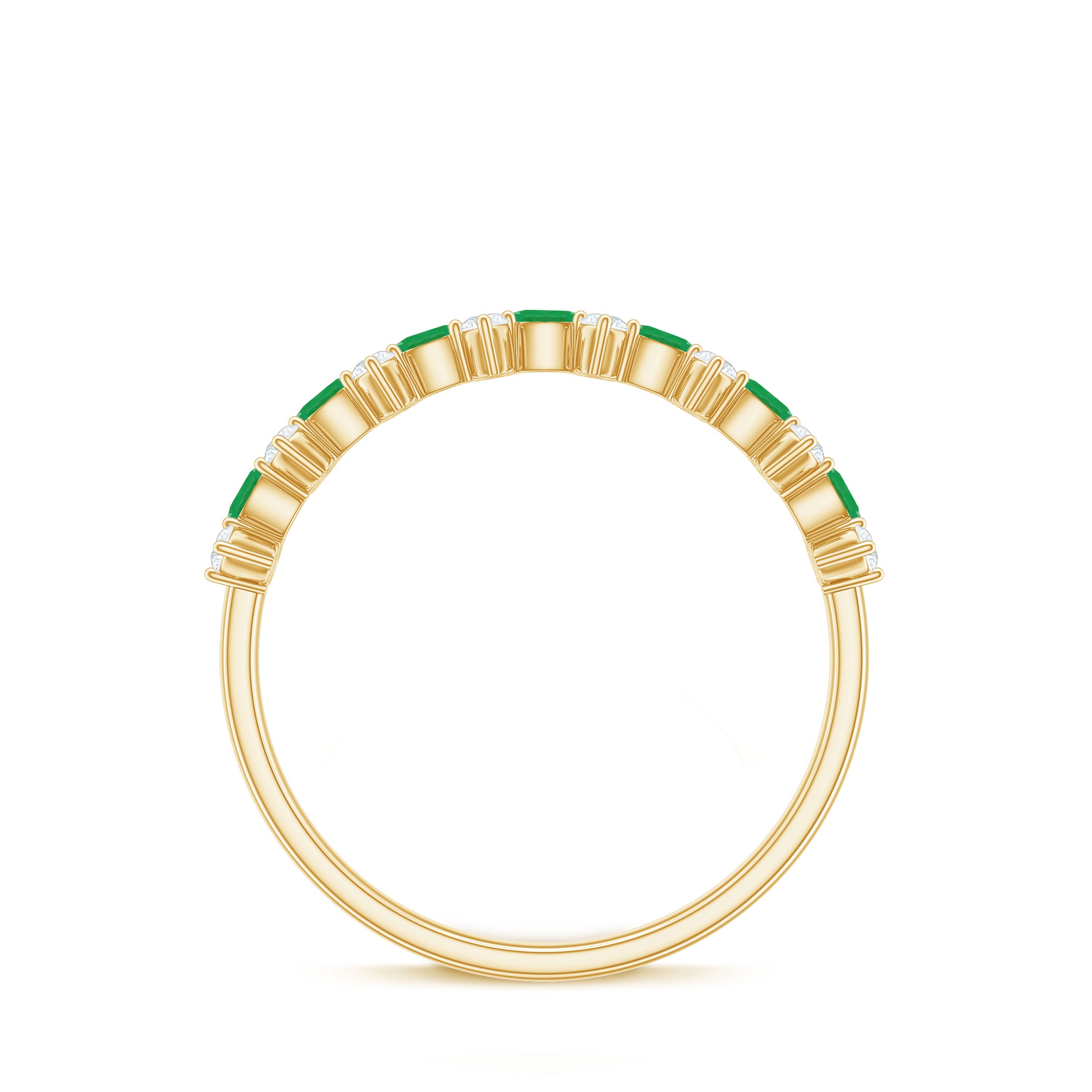 Genuine Emerald and Diamond Half Eternity Ring for Women AAA - Rosec Jewels