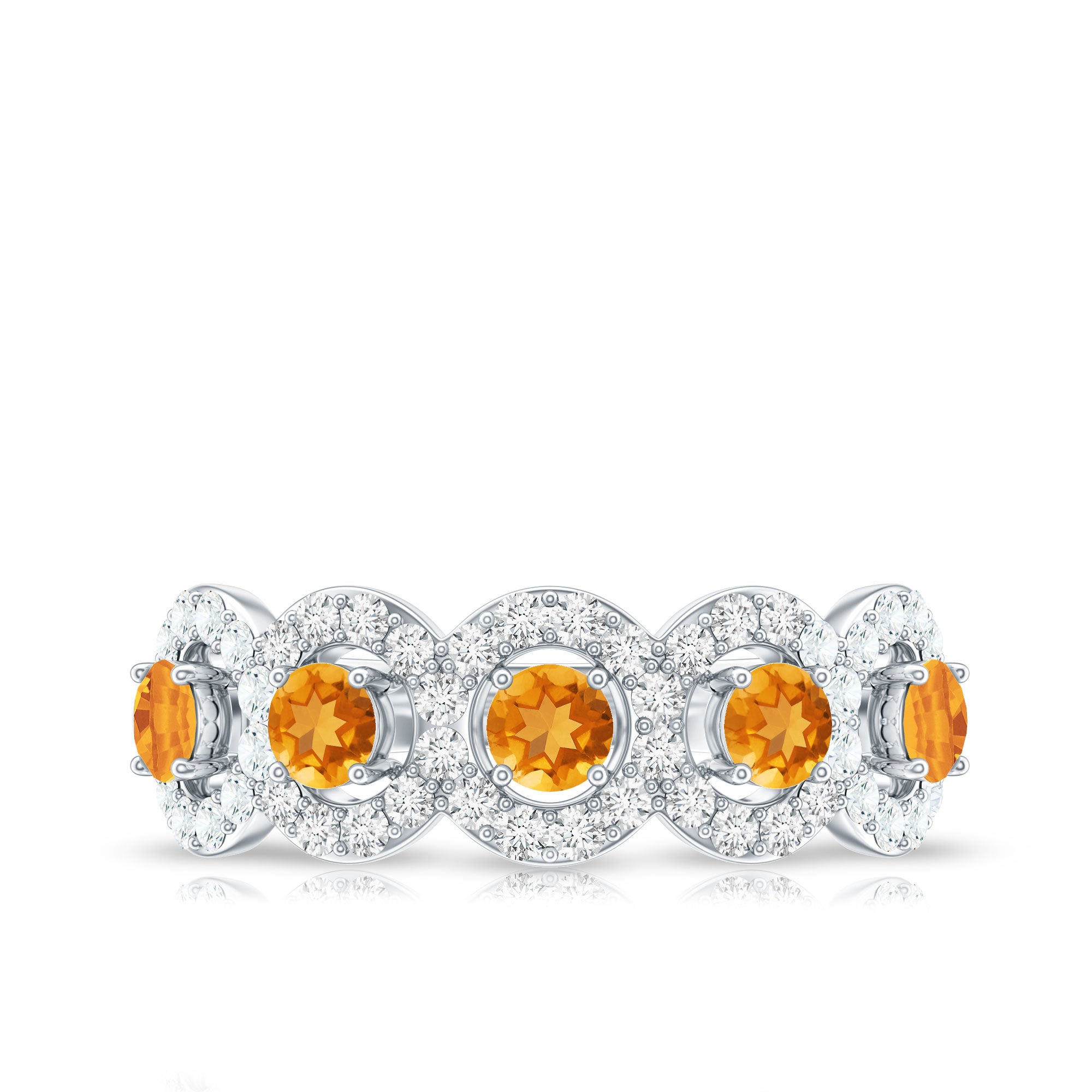 Certified Natural Citrine Diamond Half Eternity Band for Anniversary AAA - Rosec Jewels