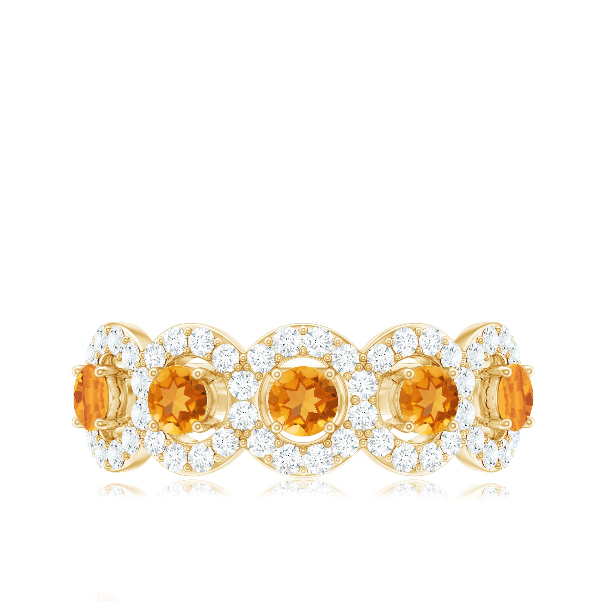 Certified Natural Citrine Diamond Half Eternity Band for Anniversary AAA - Rosec Jewels