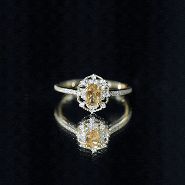 Genuine Citrine Vintage Engagement Ring in Gold Plated Silver AAA 14K Yellow Gold Plated Silver - Rosec Jewels
