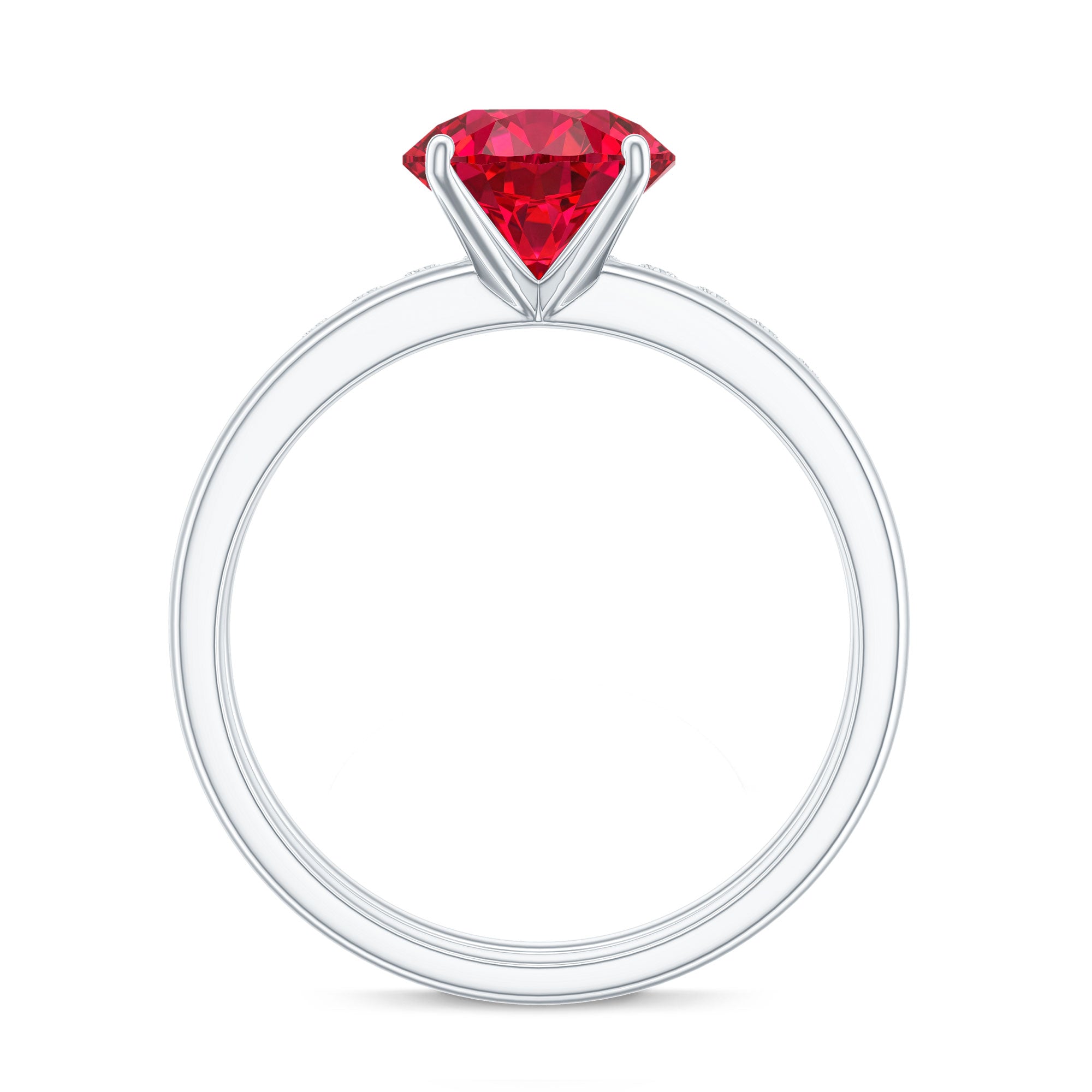 3 CT Solitaire Created Ruby Wedding Ring Set with Diamond AAAA - Rosec Jewels