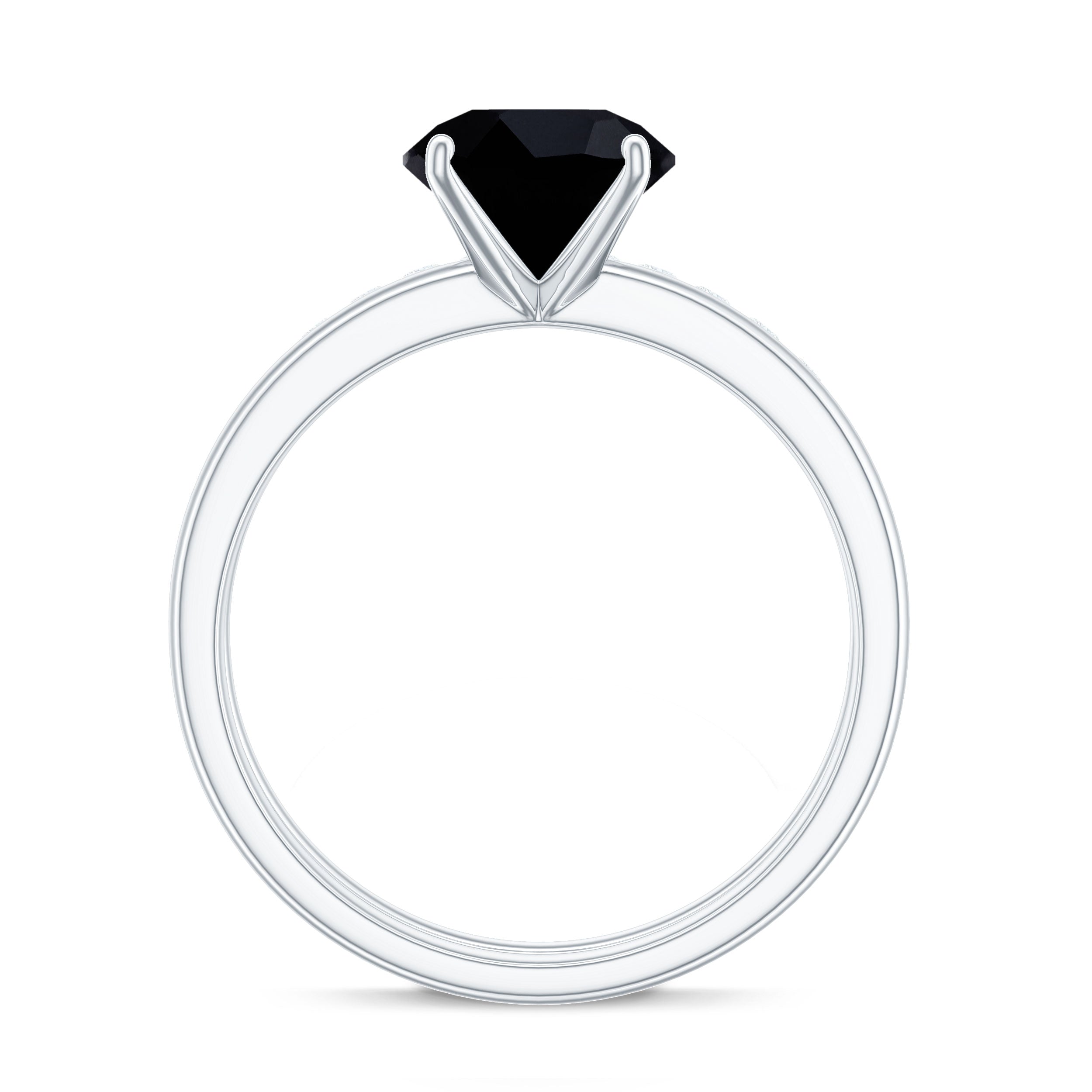 Natural Black Spinel Wedding Engagement Ring Set with Diamond AAA - Rosec Jewels