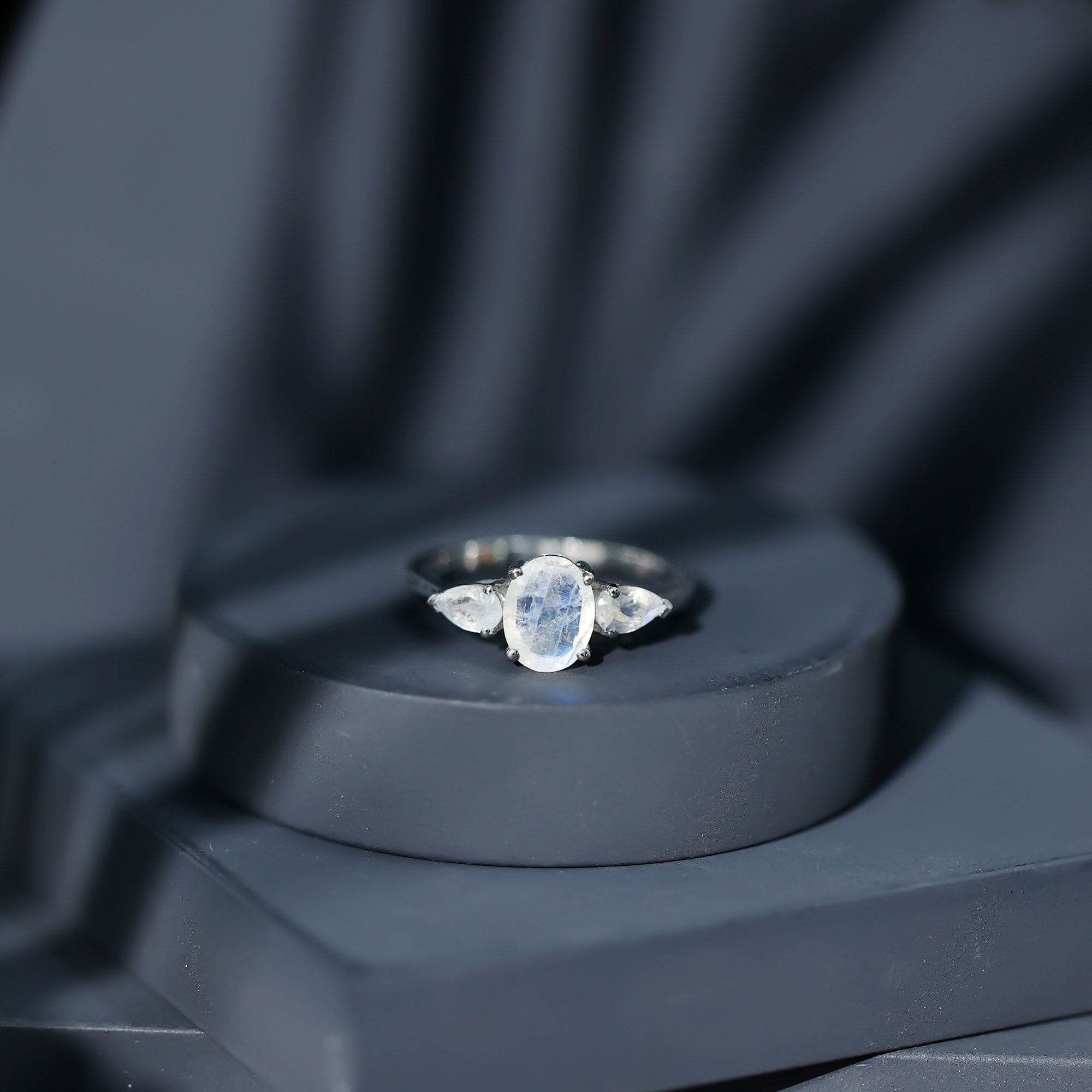 Rosec Jewels-Natural Moonstone Three Stone Engagement Ring