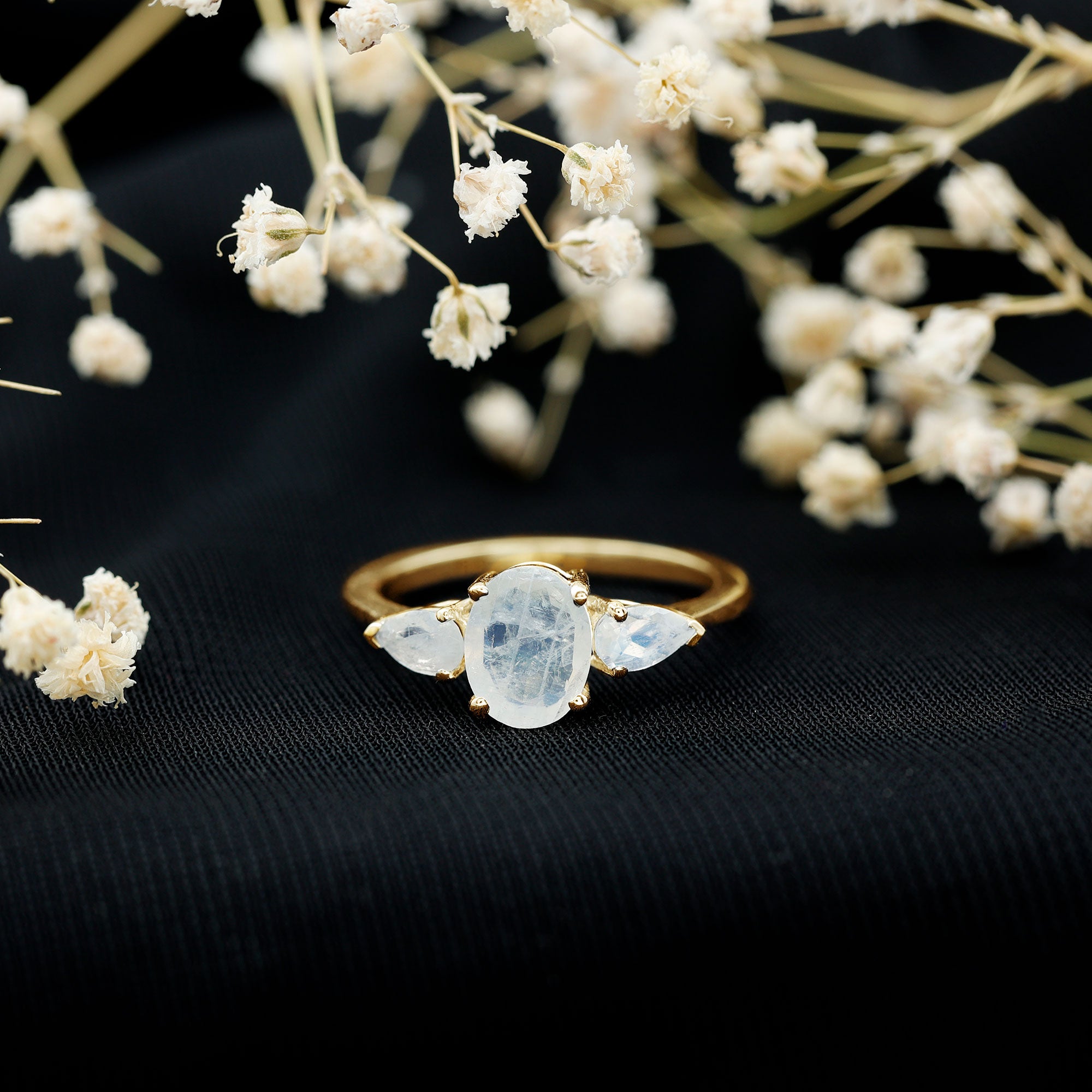 Rosec Jewels-Natural Moonstone Three Stone Engagement Ring