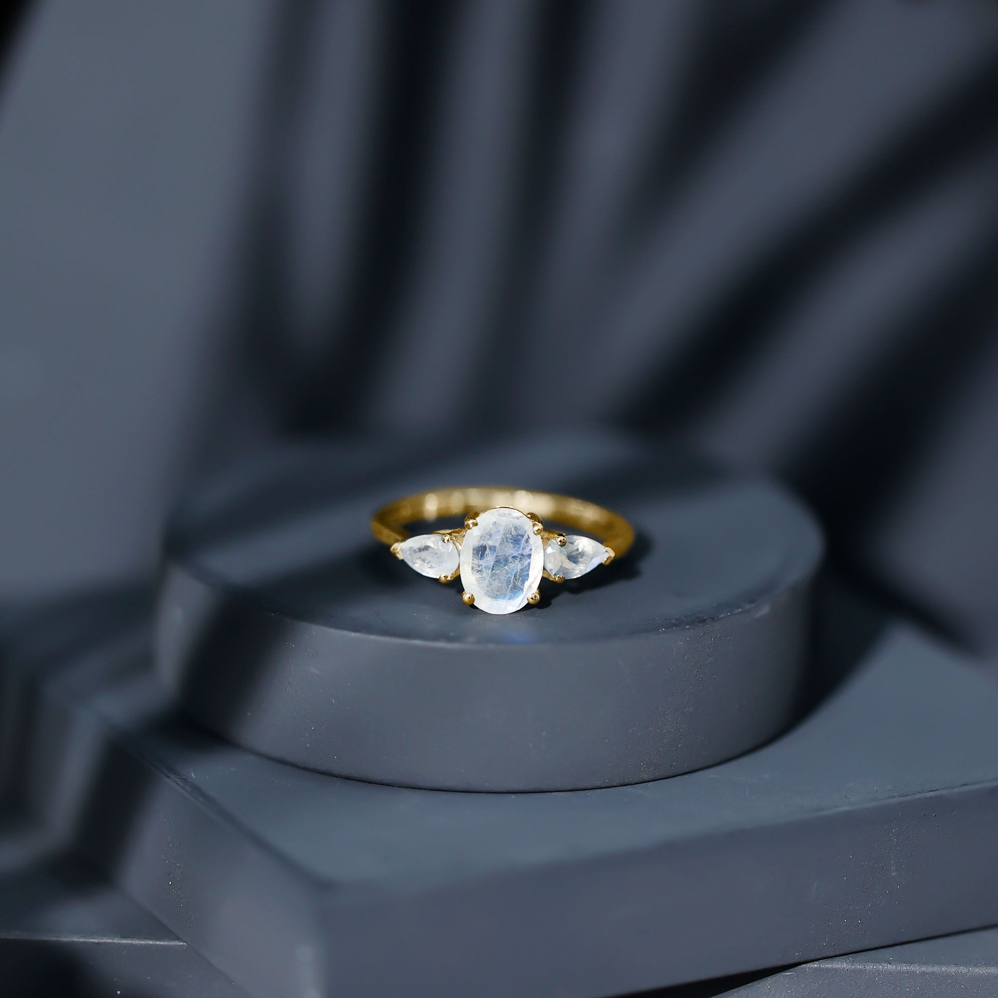 Rosec Jewels-Natural Moonstone Three Stone Engagement Ring