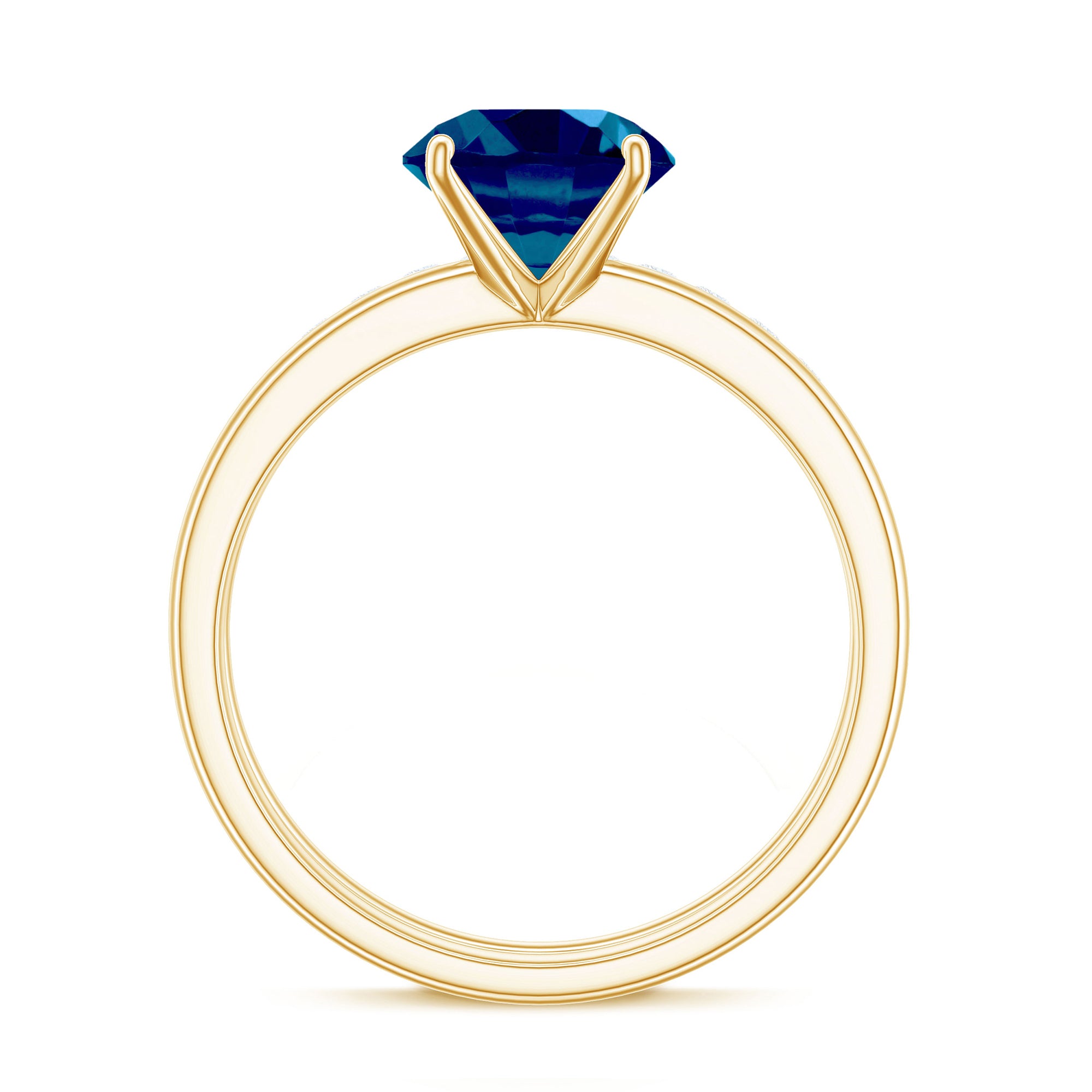 Rosec Jewels-8mm Round London Blue Topaz Solitaire Engagement Ring with Diamond Band