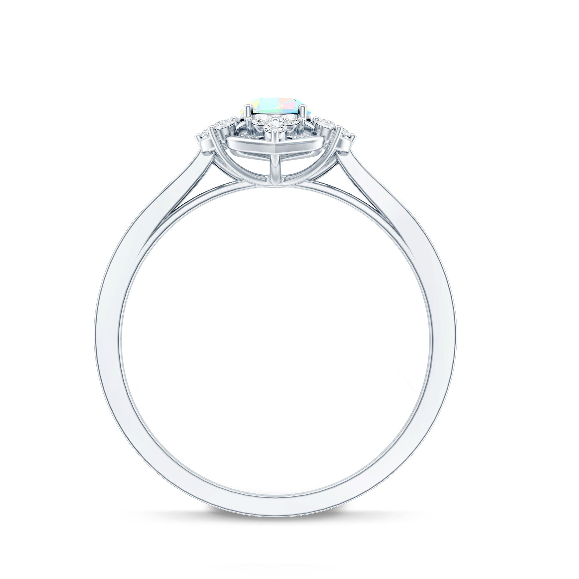 Natural Oval Ethiopian Rainbow Opal Vintage Looking Engagement Ring with Diamond AAA - Rosec Jewels