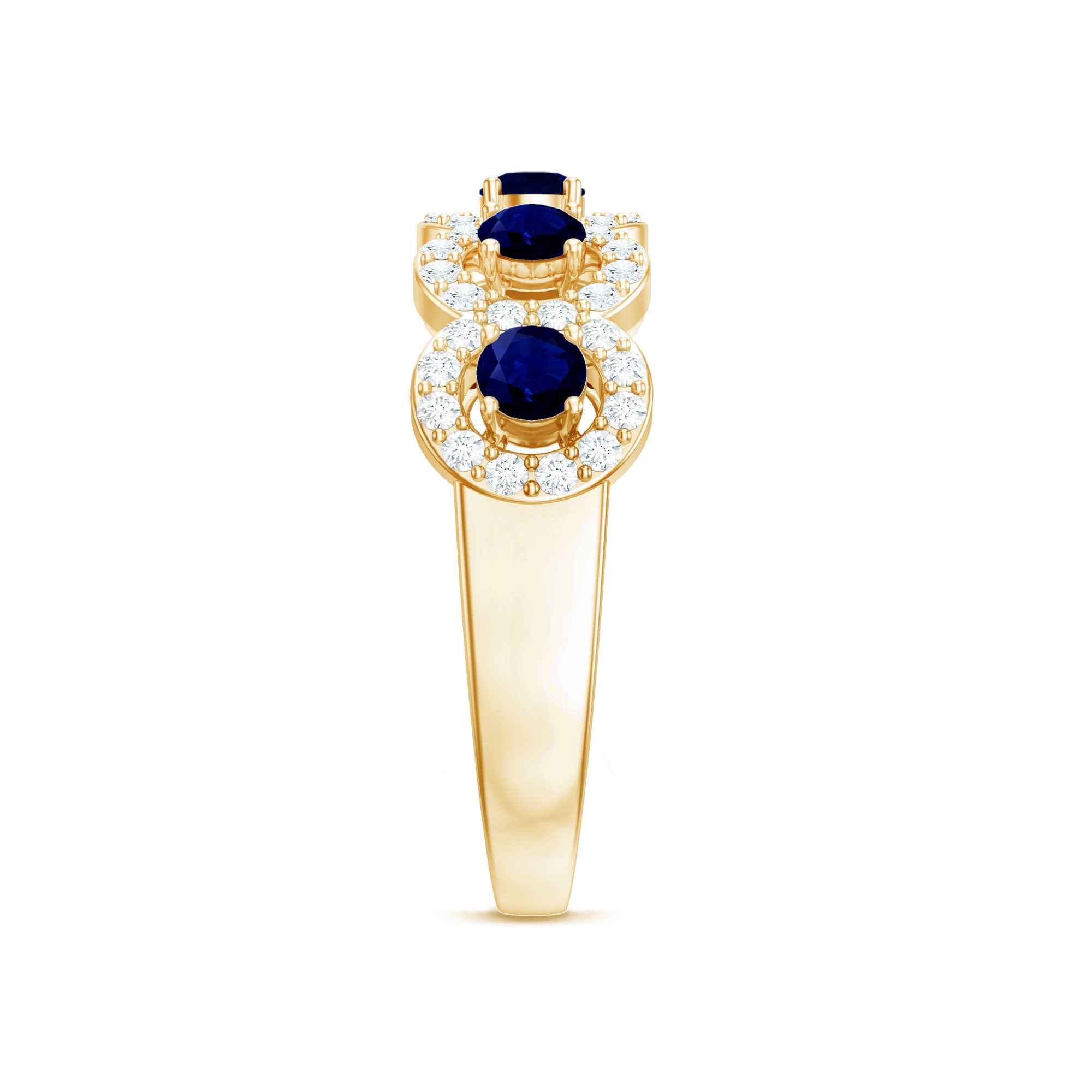 Classic Blue Sapphire Half Eternity Anniversary Ring with Diamond AAA - Rosec Jewels