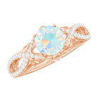 Designer Ethiopian Opal and Diamond Crossover Engagement Ring Ethiopian Opal - ( AAA ) - Quality - Rosec Jewels