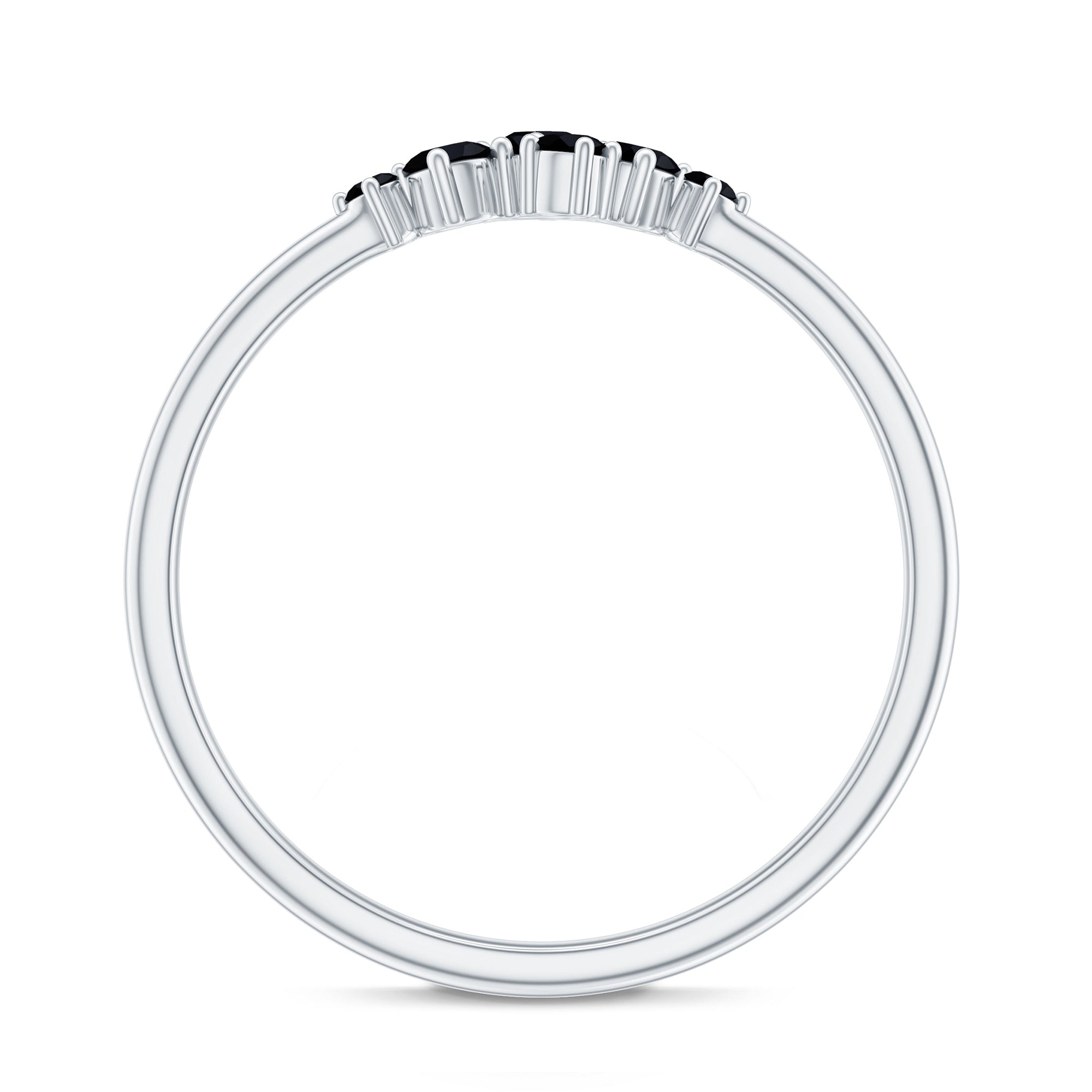 Certified Black Onyx Cluster Promise Ring for Her AAA - Rosec Jewels