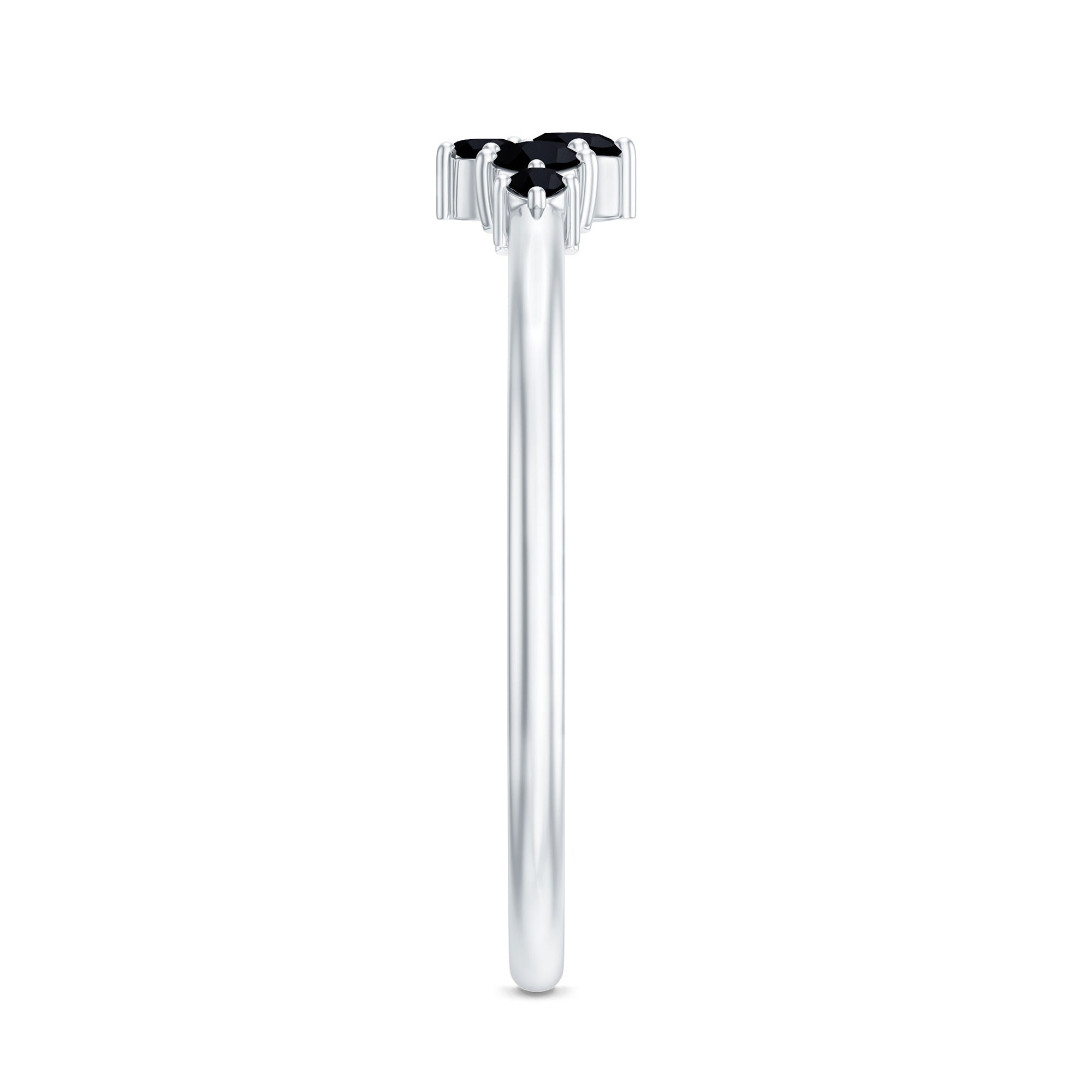 Certified Black Onyx Cluster Promise Ring for Her AAA - Rosec Jewels