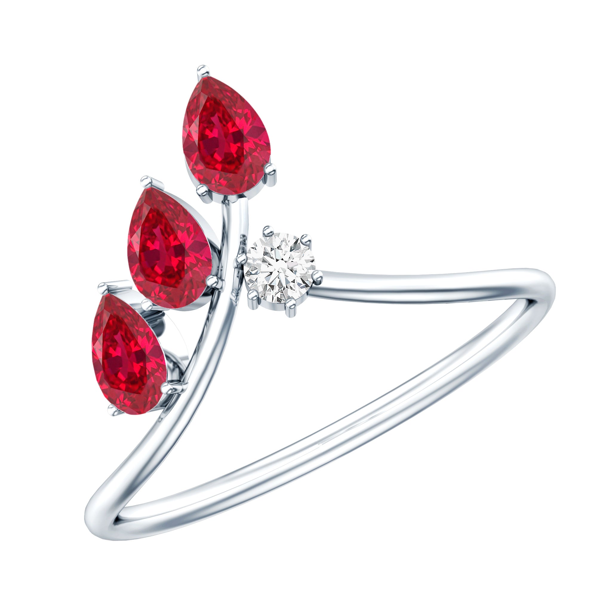 Certified Lab Grown Ruby Ring Guard with Diamond AAAA - Rosec Jewels