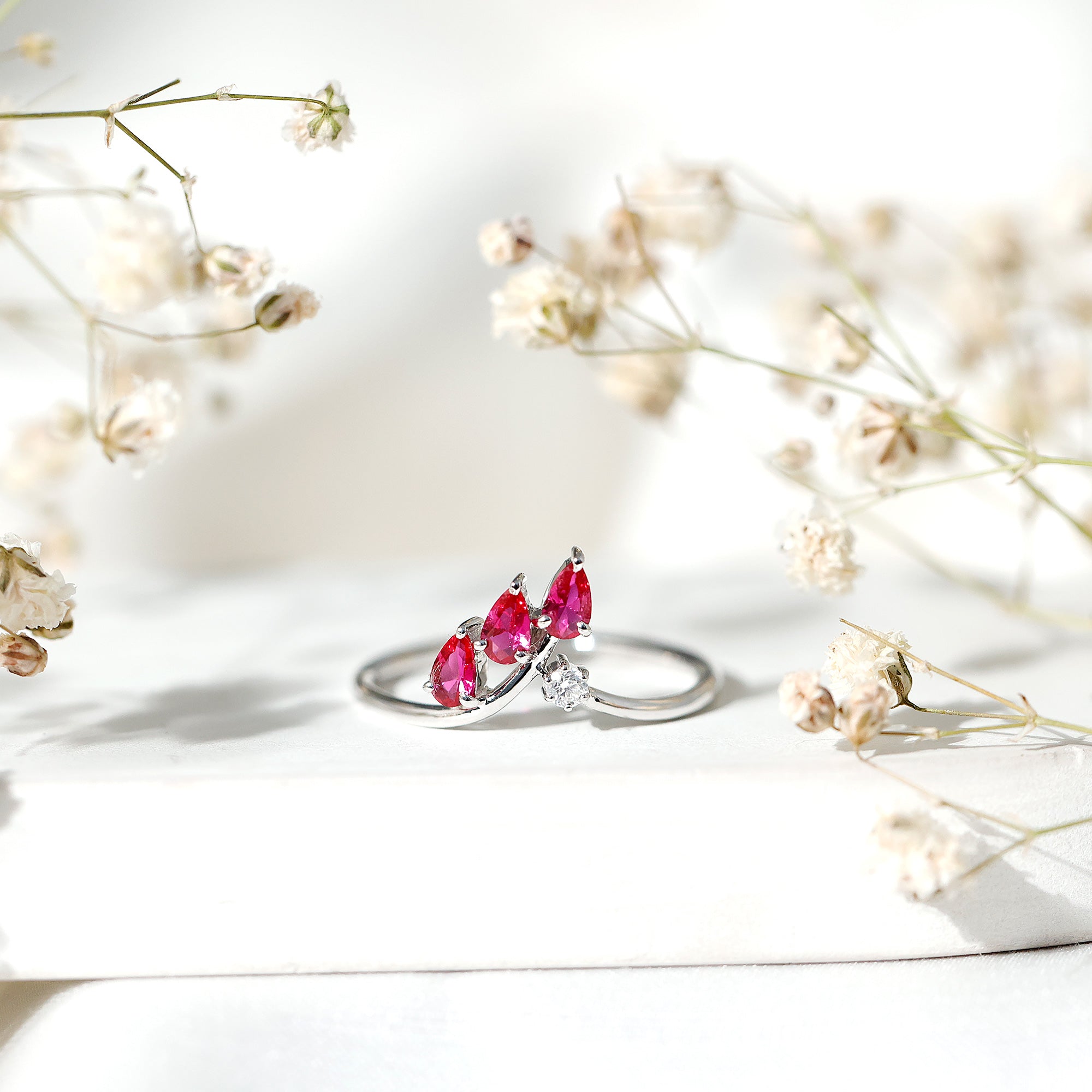 Certified Lab Grown Ruby Ring Guard with Diamond AAAA - Rosec Jewels