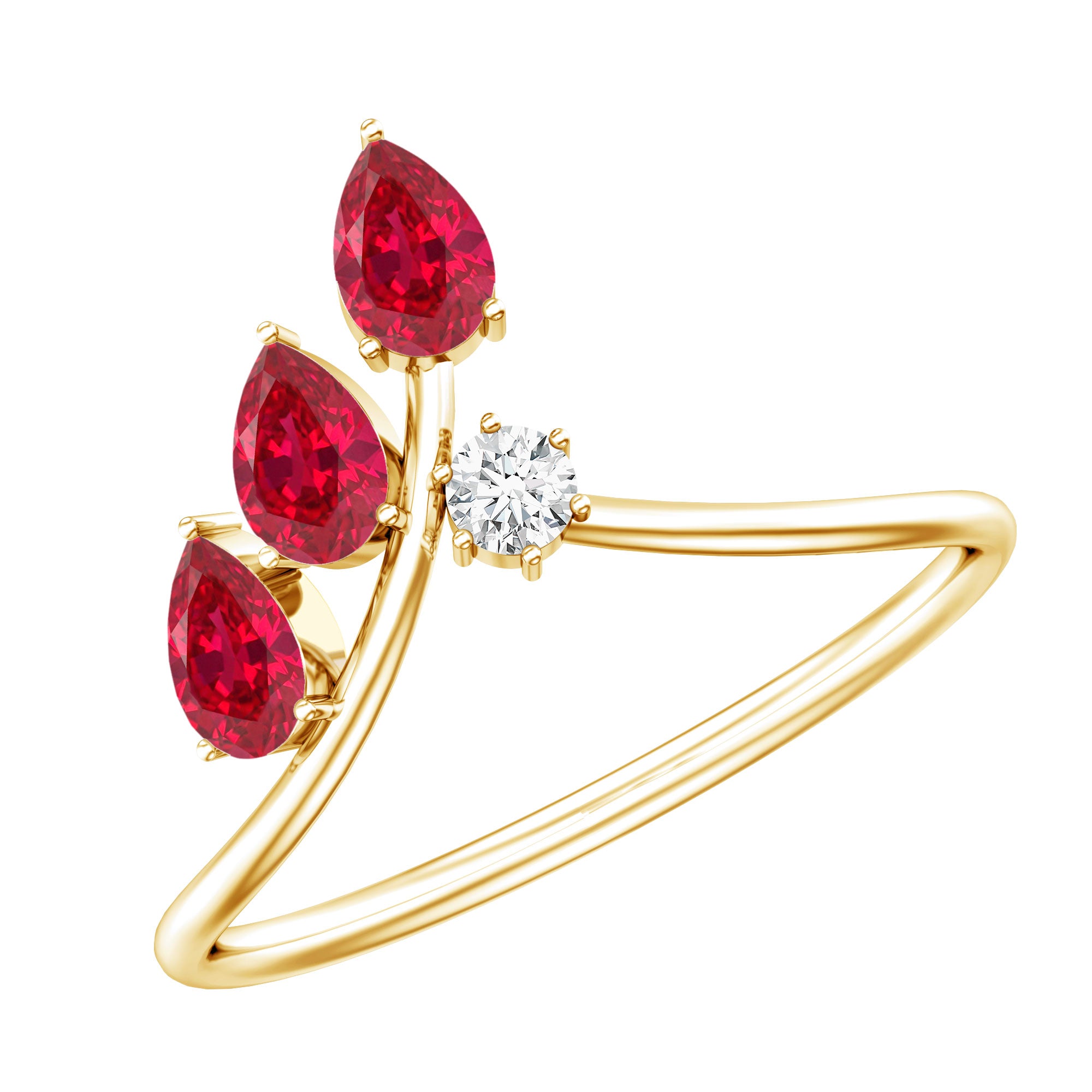 Certified Lab Grown Ruby Ring Guard with Diamond AAAA - Rosec Jewels