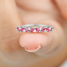 Marquise Cut Ruby Half Eternity Ring with Diamond Ruby - ( AAA ) - Quality - Rosec Jewels
