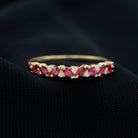 Marquise Cut Ruby Half Eternity Ring with Diamond Ruby - ( AAA ) - Quality - Rosec Jewels