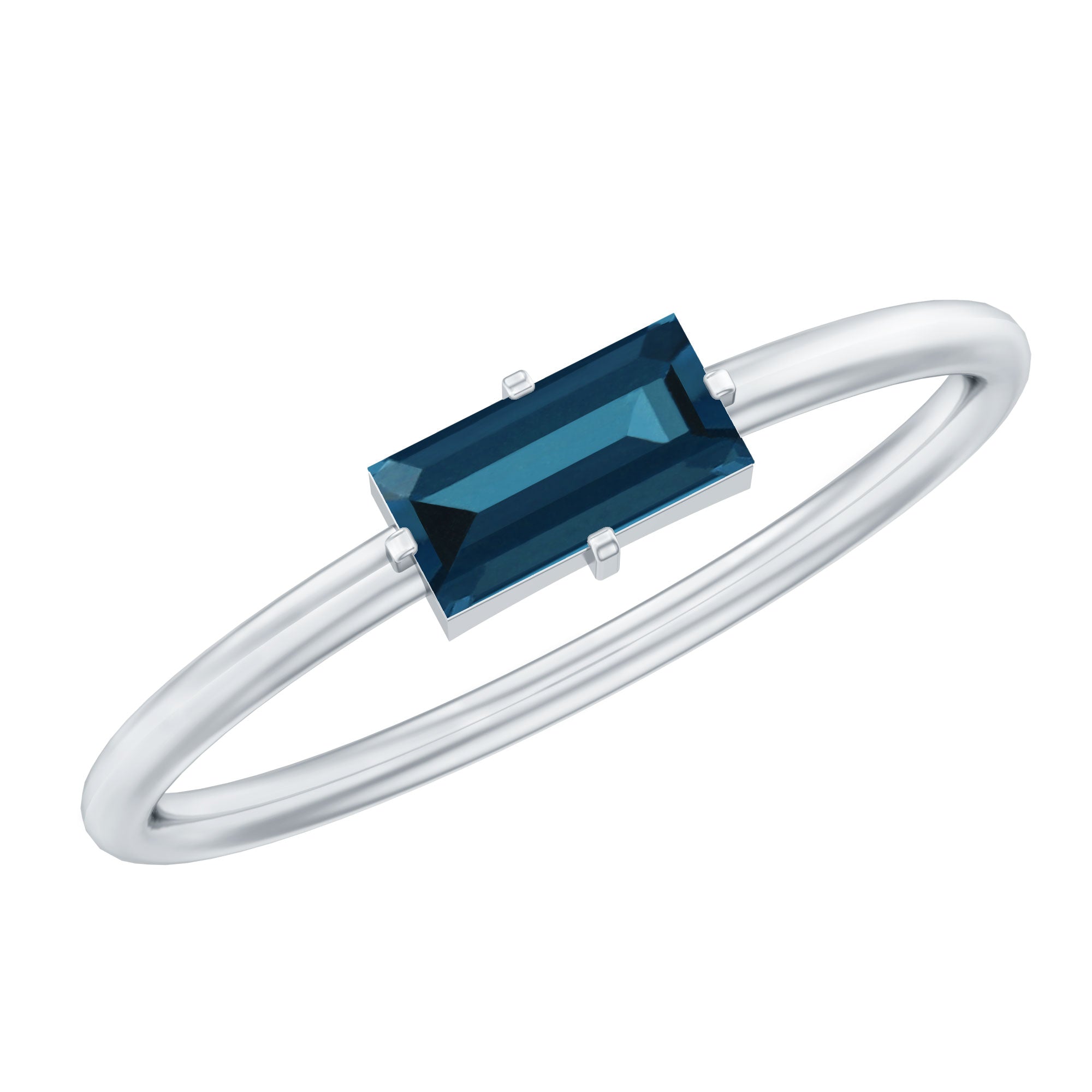 Baguette London Blue Topaz Solitaire Promise Ring