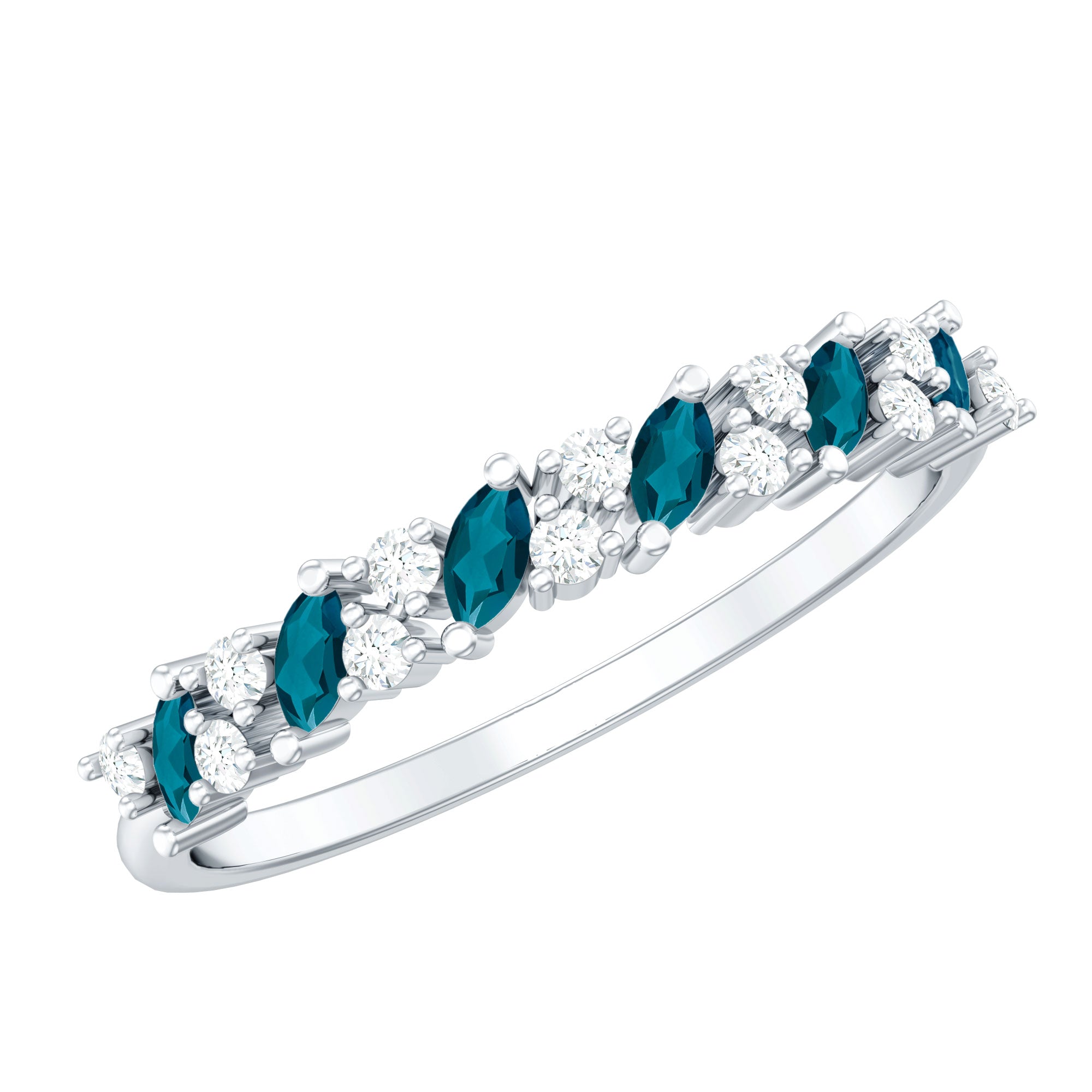 Marquise London Blue Topaz Anniversary Ring with Diamond