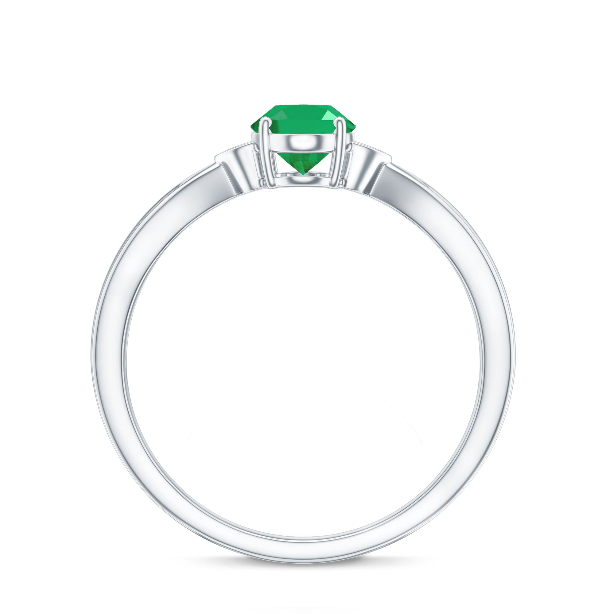 5X7 mm Oval Cut Emerald Vintage Engagement Ring with Diamond AAA - Rosec Jewels