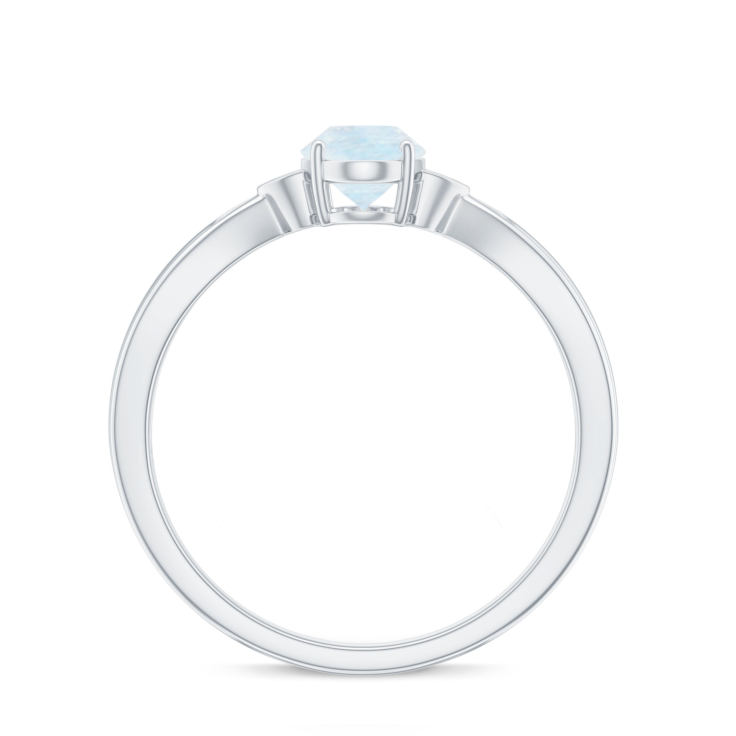 1 CT Oval Cut Moonstone Solitaire Ring with Diamond AAA - Rosec Jewels