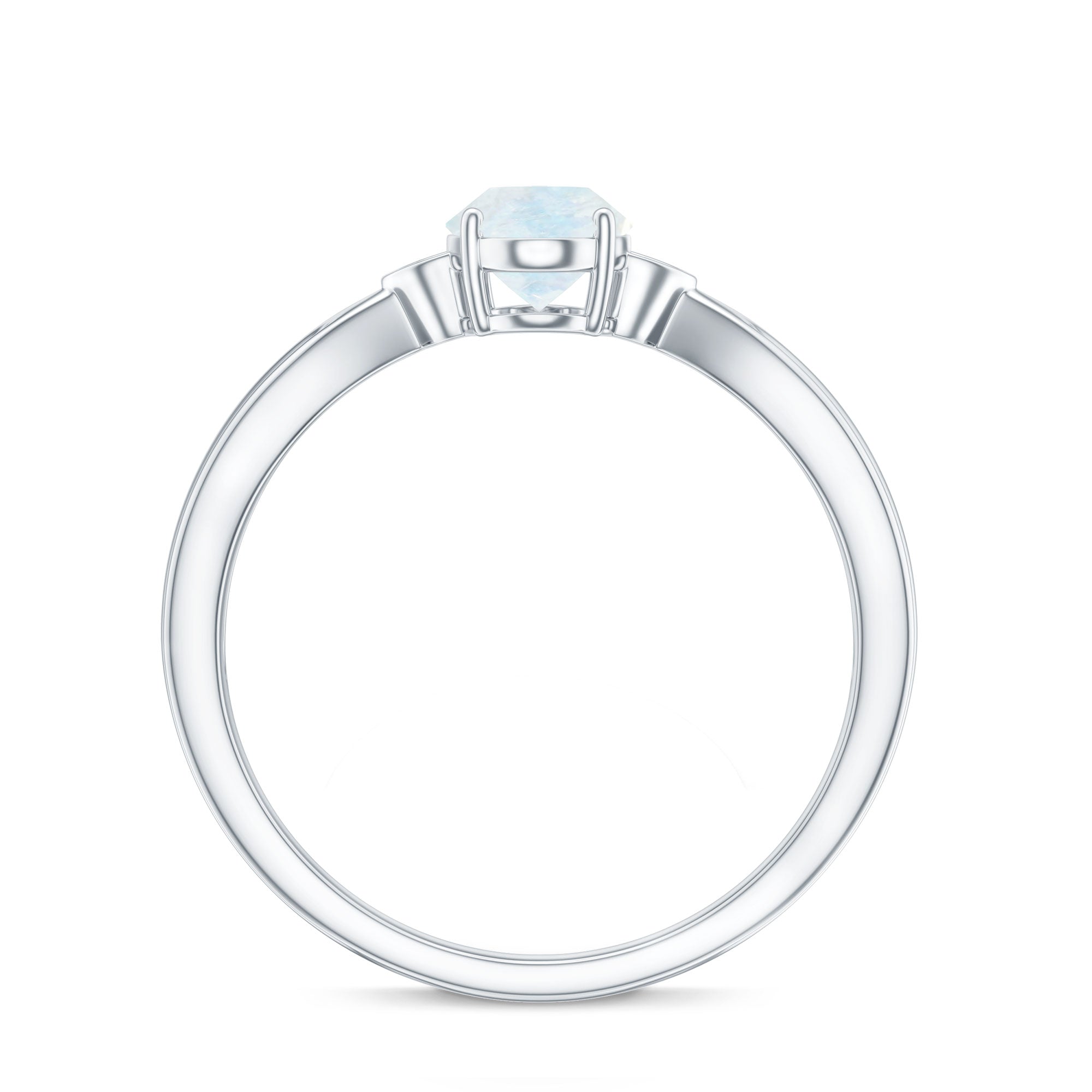 1 CT Oval Cut Moonstone Solitaire Ring with Diamond AAA - Rosec Jewels