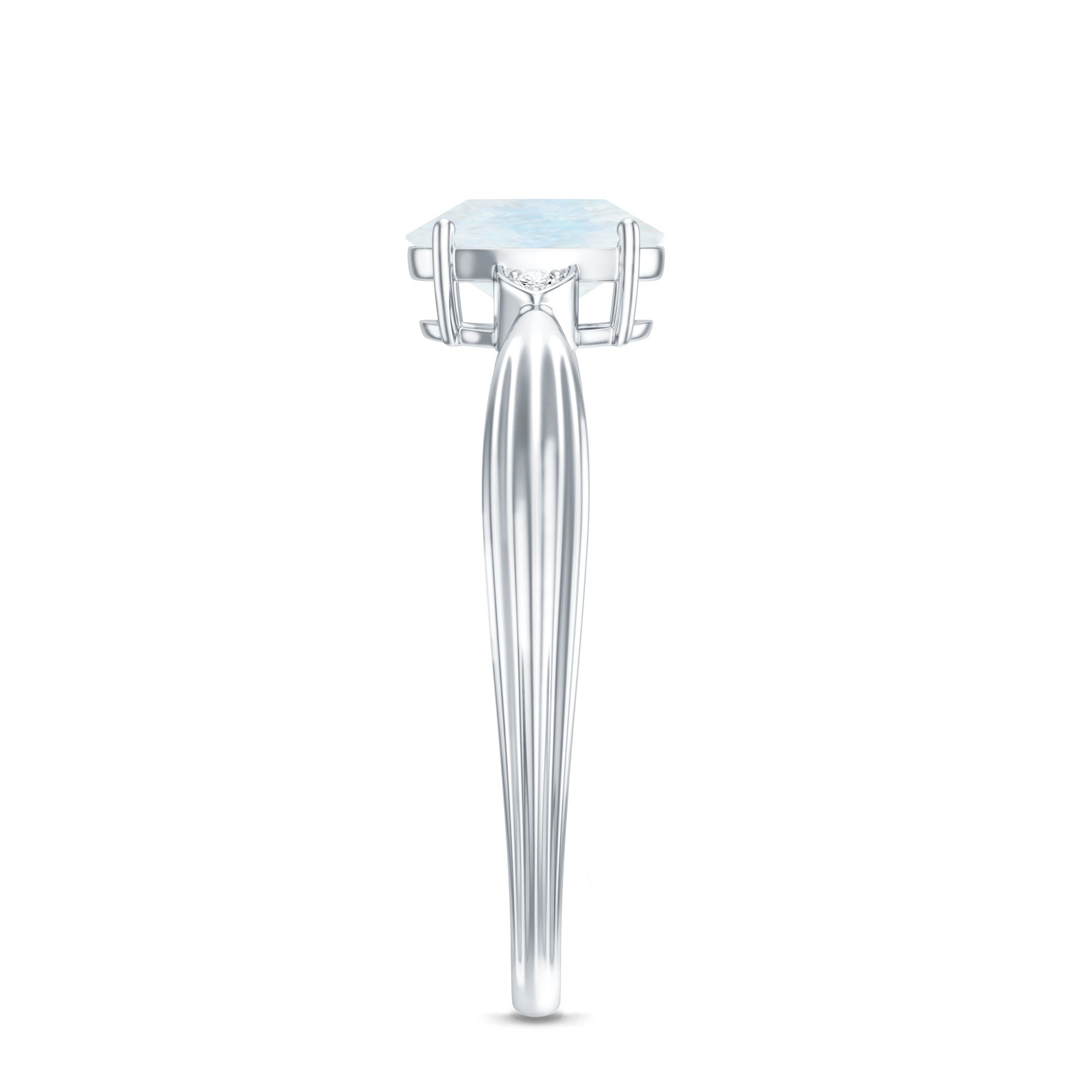 1 CT Oval Cut Moonstone Solitaire Ring with Diamond AAA - Rosec Jewels