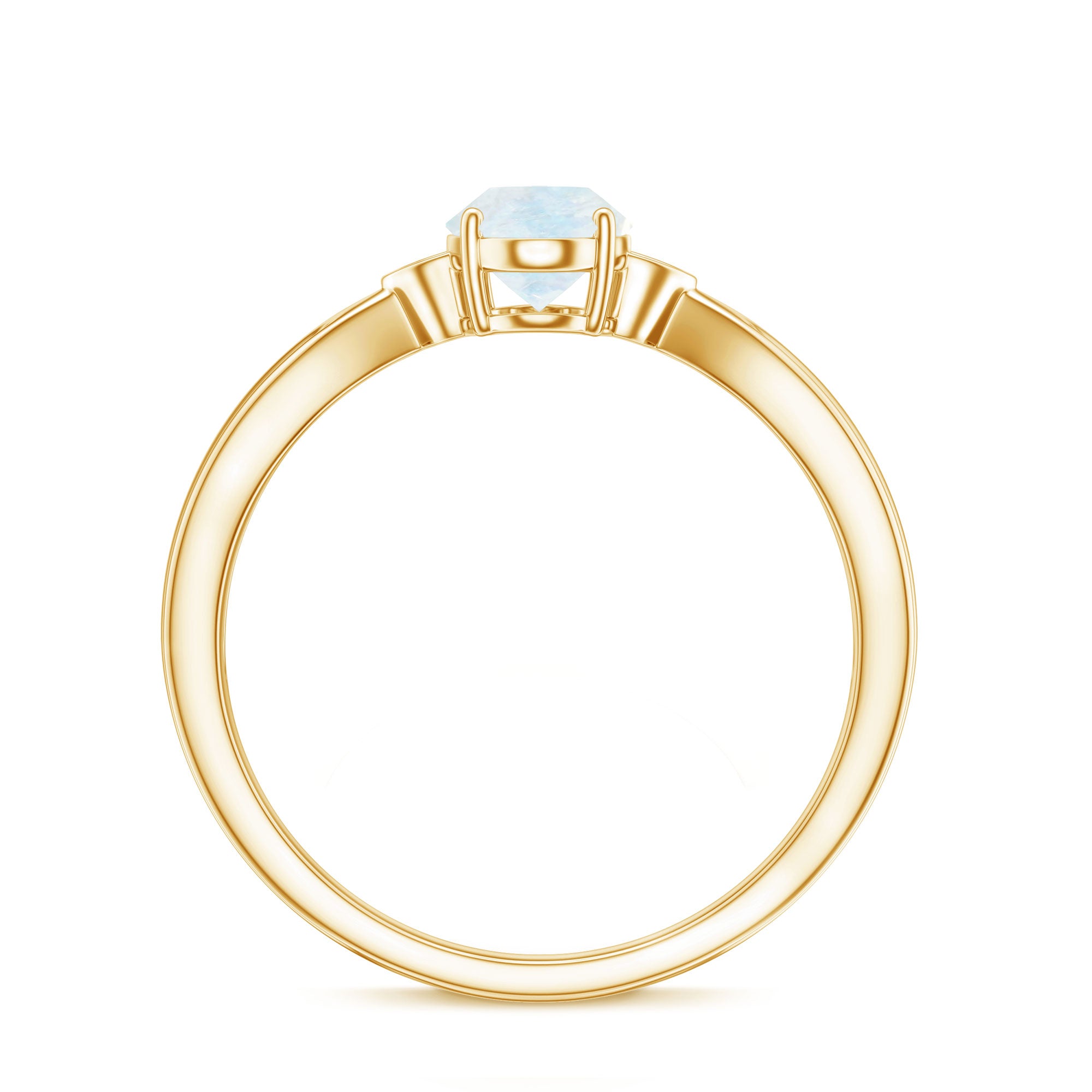 1 CT Oval Cut Moonstone Solitaire Ring with Diamond AAA - Rosec Jewels