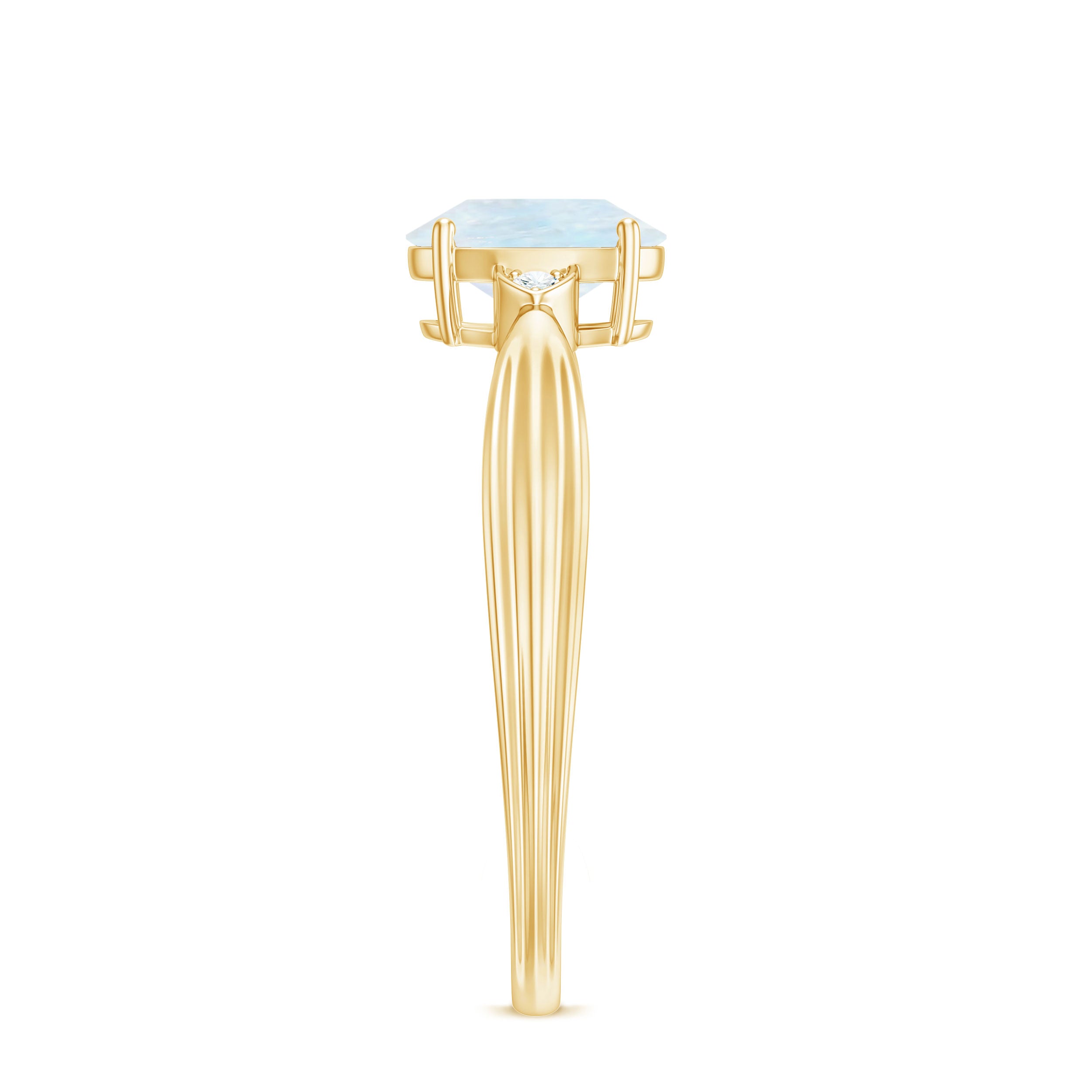 1 CT Oval Cut Moonstone Solitaire Ring with Diamond AAA - Rosec Jewels
