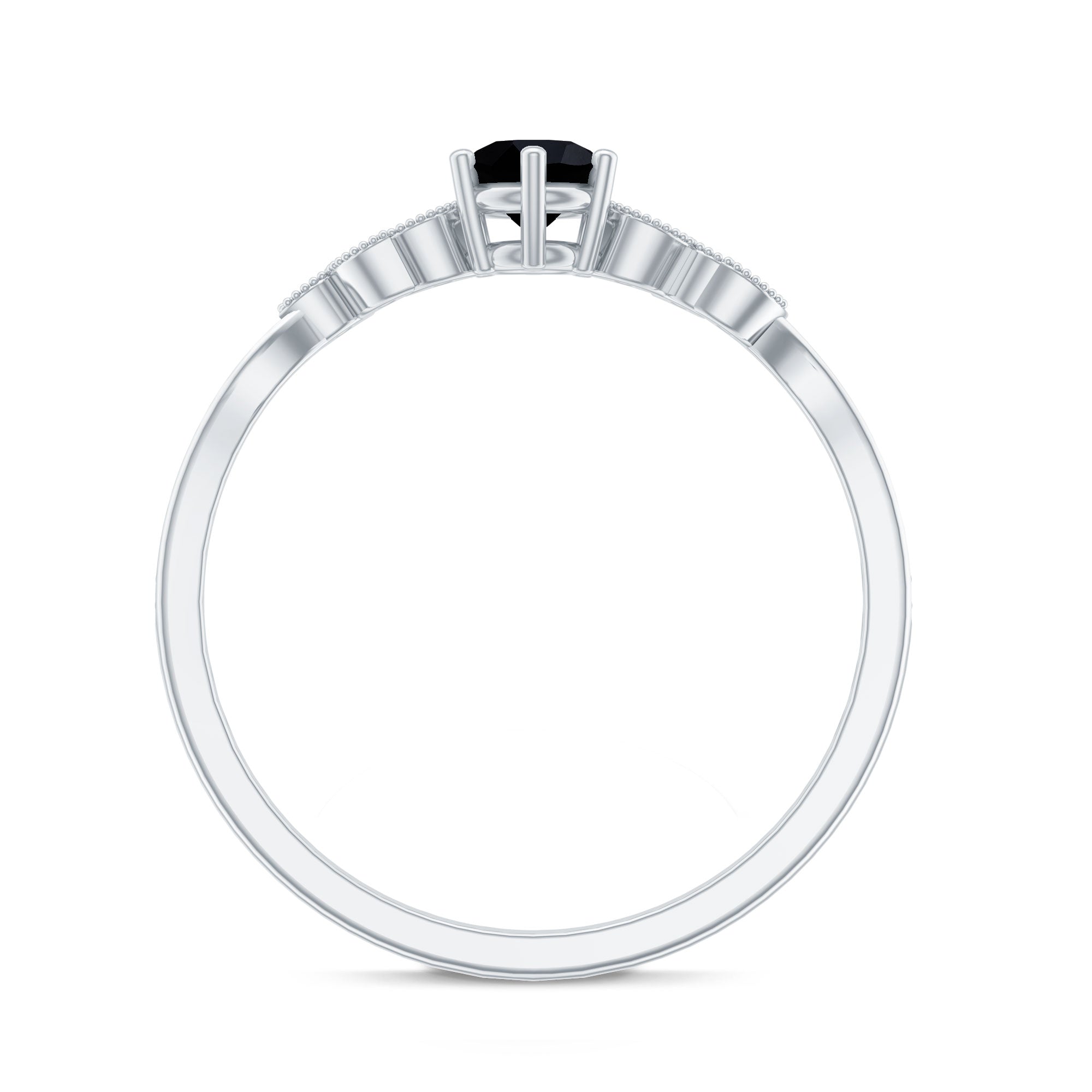 Nature Inspired Black Spinel Proposal Ring with Diamond AAA - Rosec Jewels